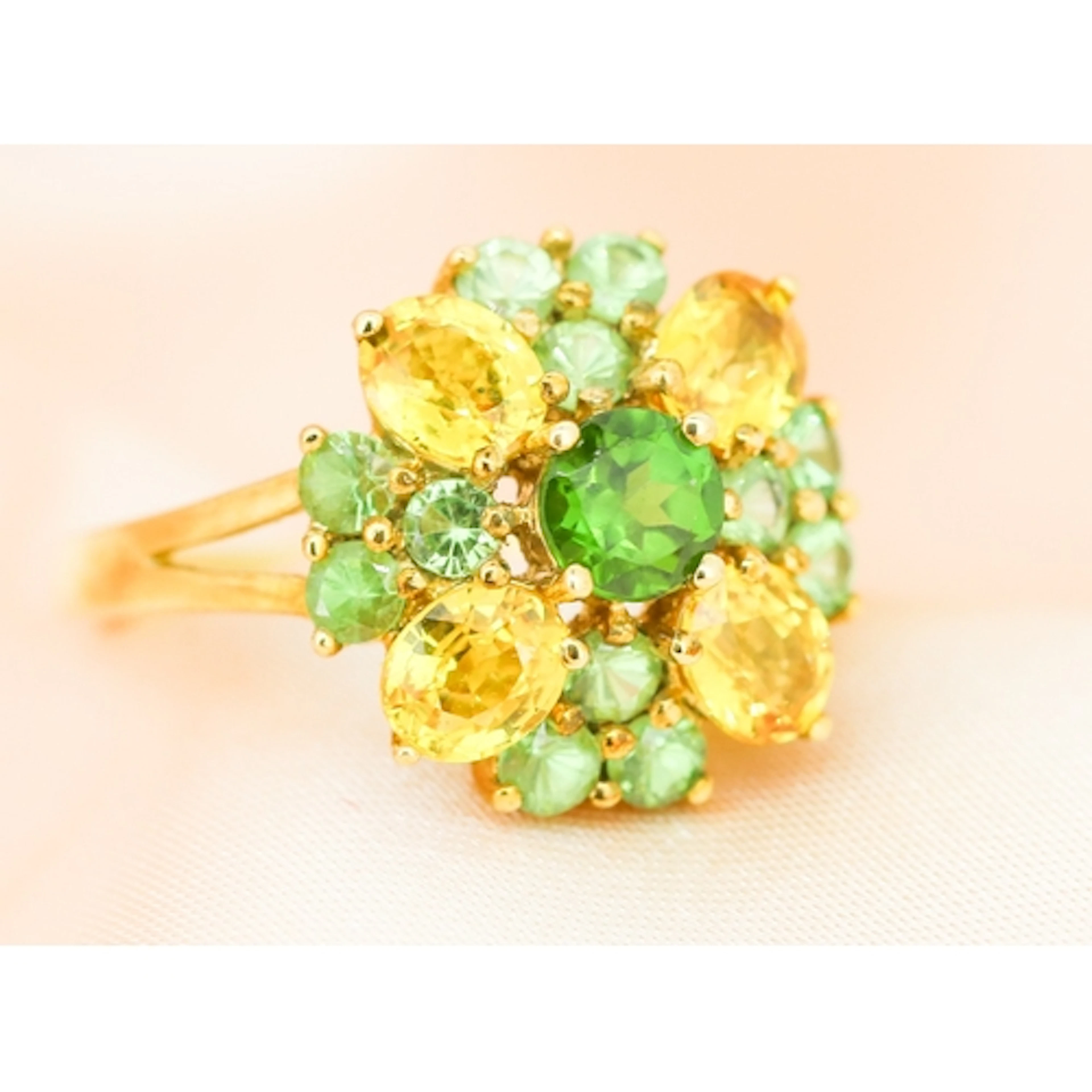 Finely Detailed Yellow Sapphire and Green Tsavorite Garnet S...