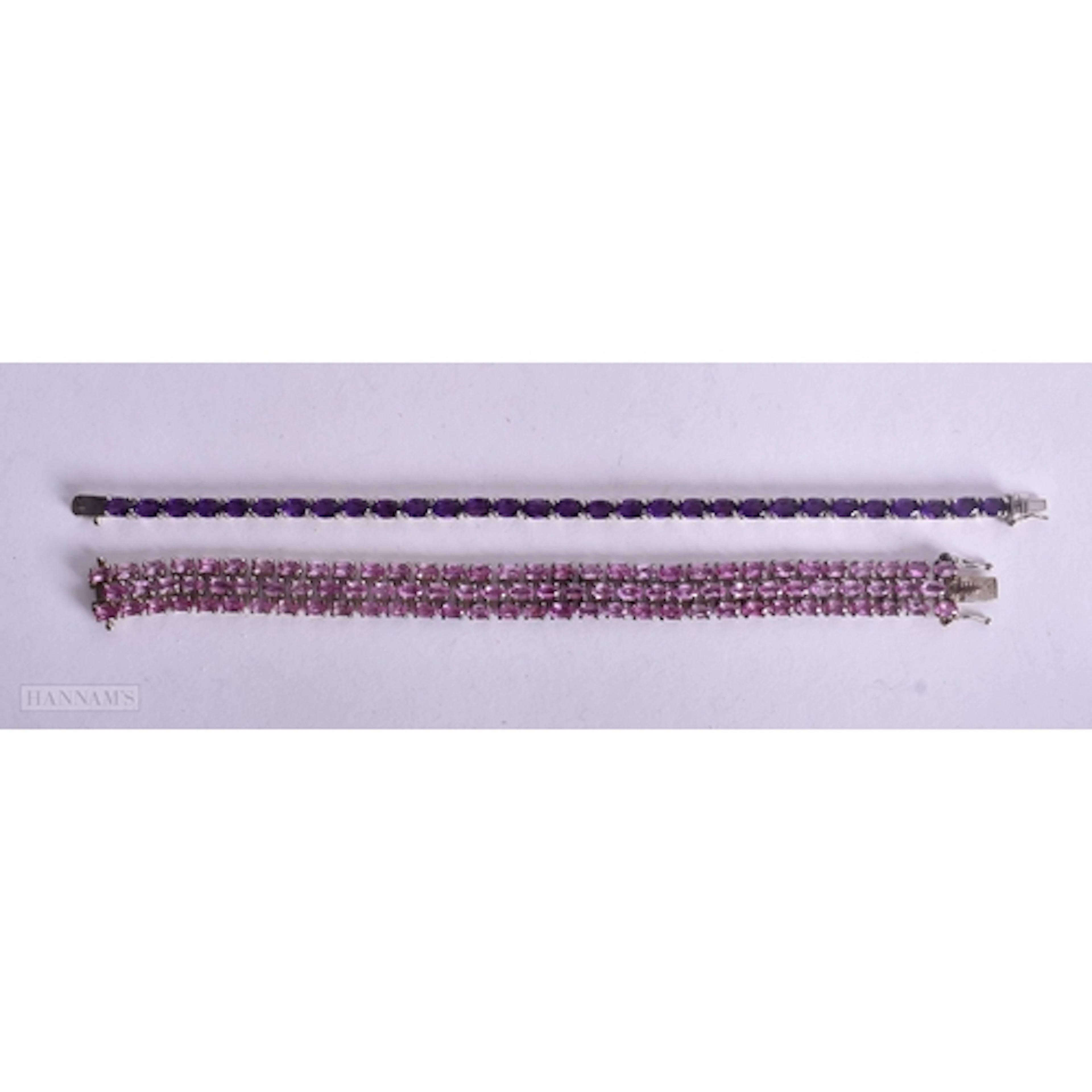 Collection of Sterling Silver Gemstone Tennis Bracelets inc....