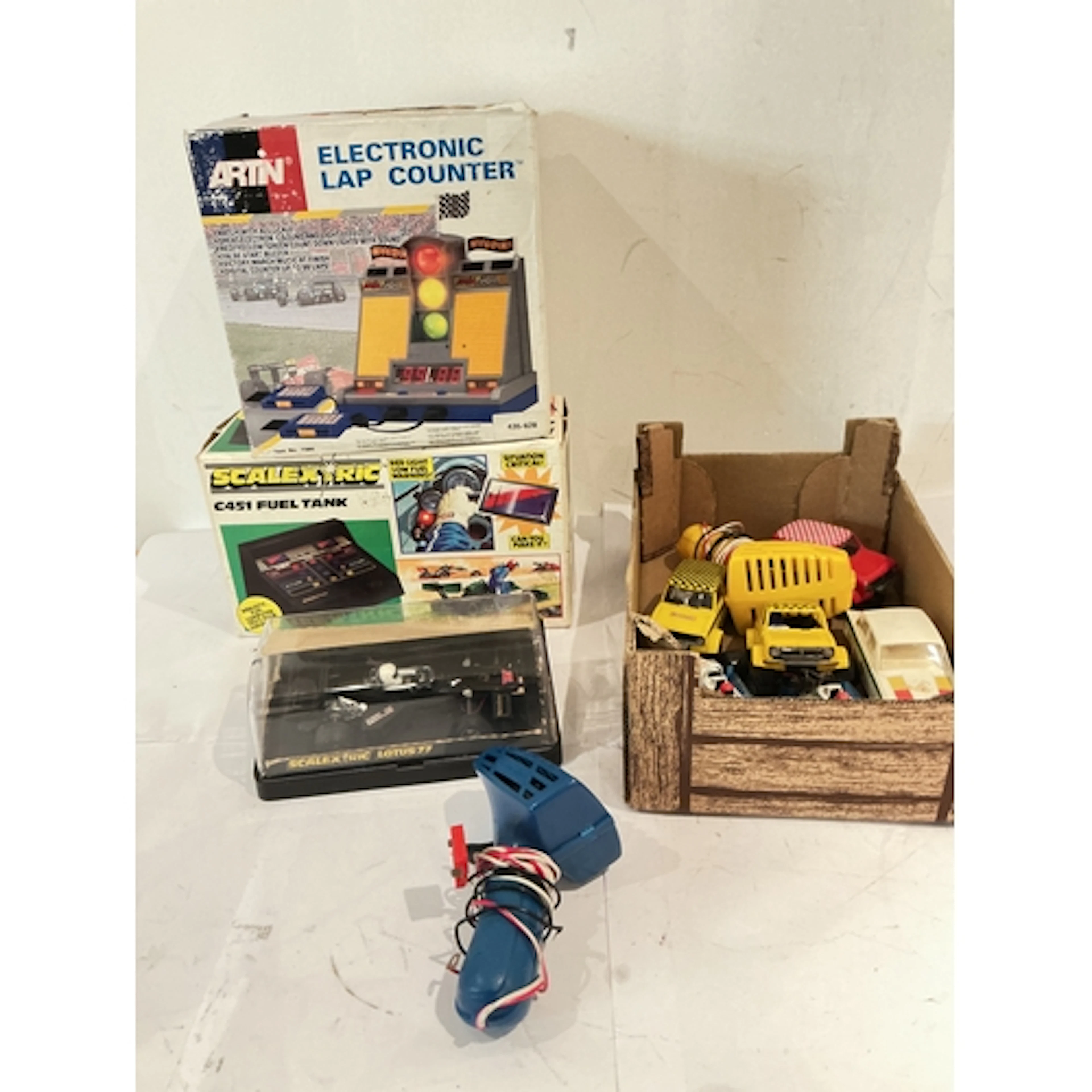 A Collection Of Scalextric Cars And Accessories.