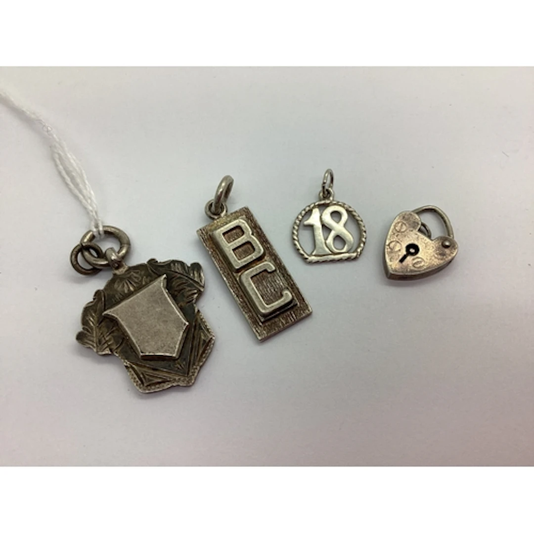 A Small Hallmarked Silver Heart Shape Padlock Style Clasp, (...