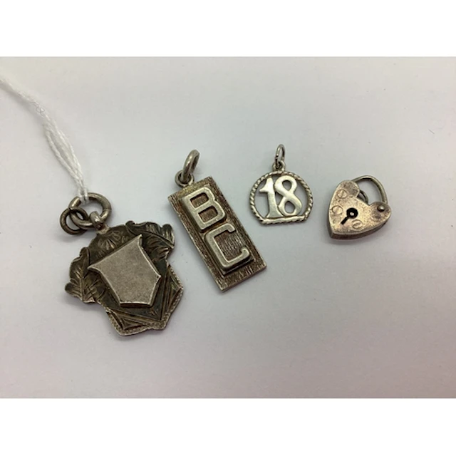 A Small Hallmarked Silver Heart Shape Padlock Style Clasp, (...