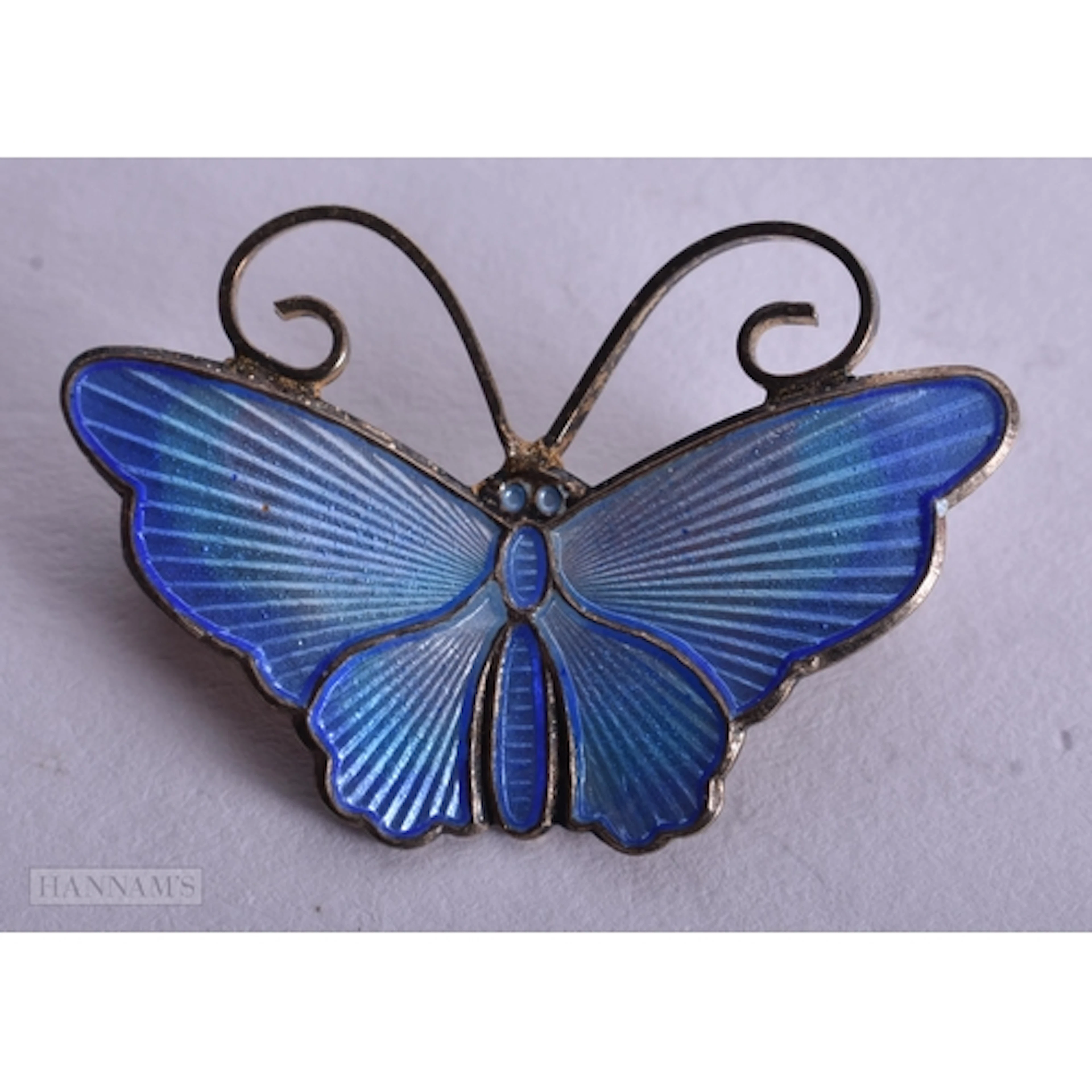 David Andersen Sterling Silver Blue Enamel Butterfly Brooch ...