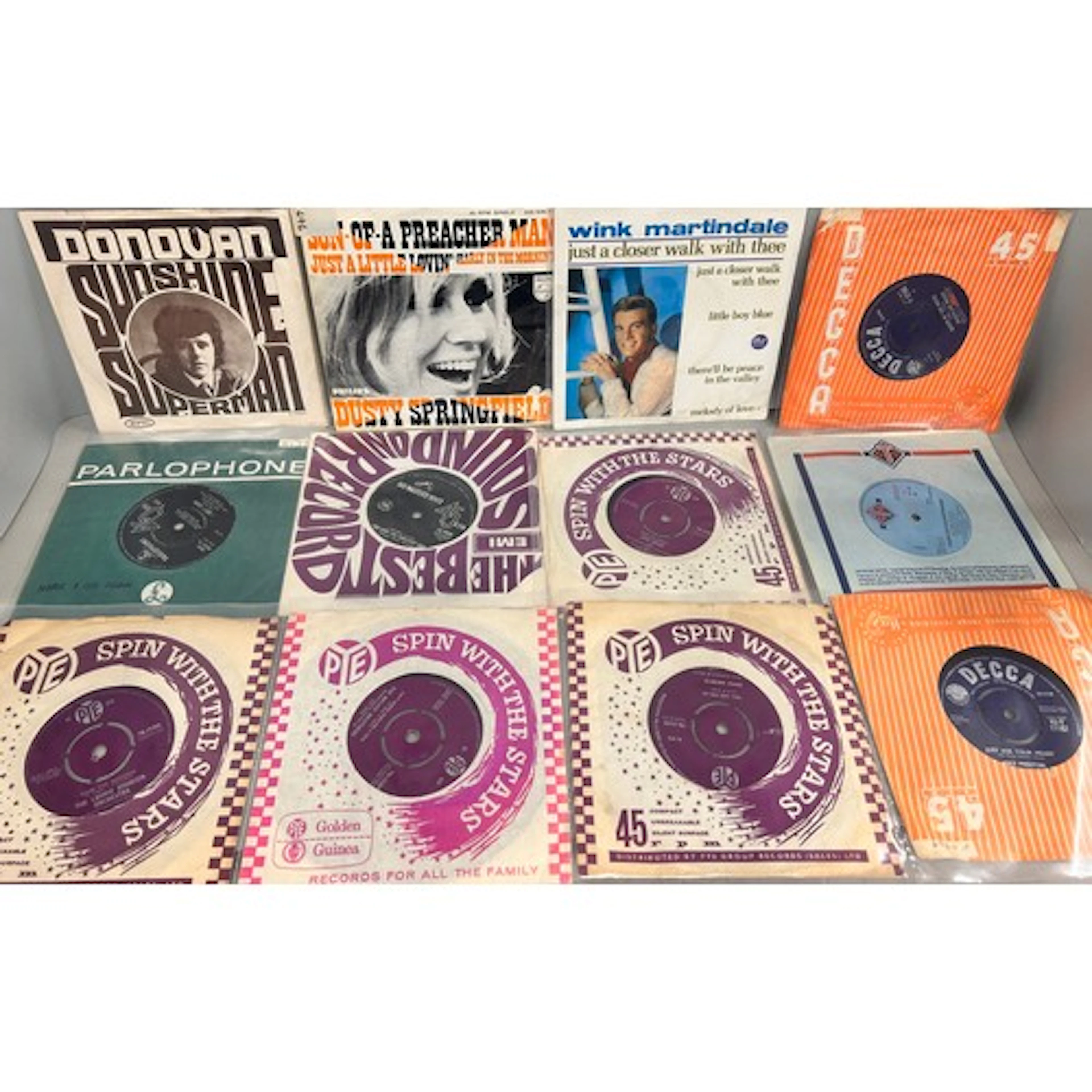 Collection of approximately fifty vinyl 45 rpm singles to in...