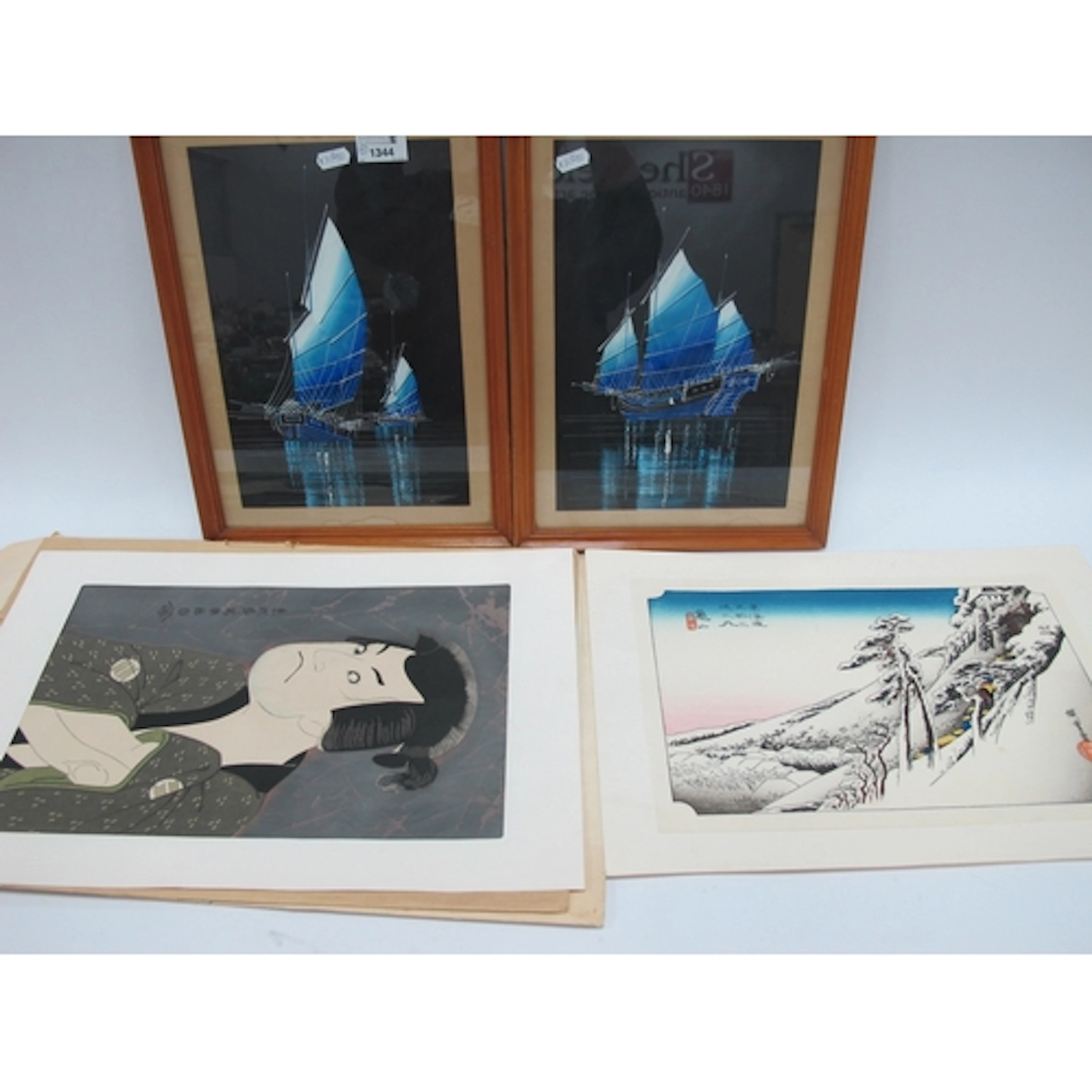 Oriental Japanese Prints, 'Ukouo-E', 'Sharaxu', 37.5 x 24.5c...