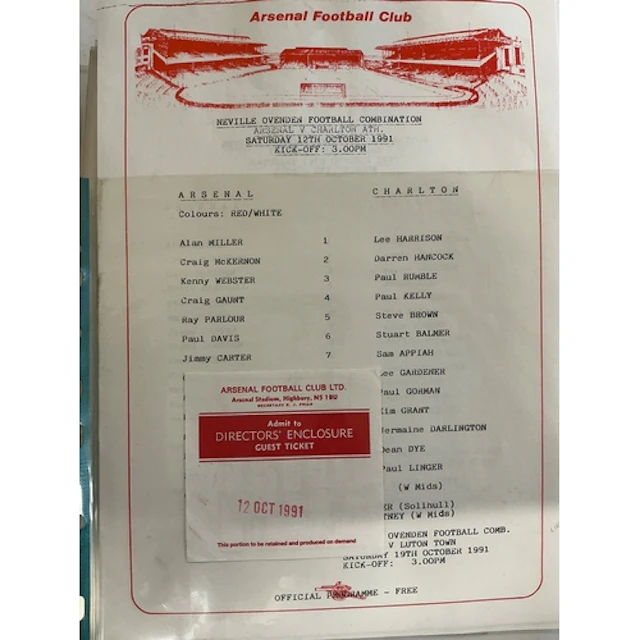 Arsenal Complete 91/92 Home Programmes Reserves + Tickets: A...