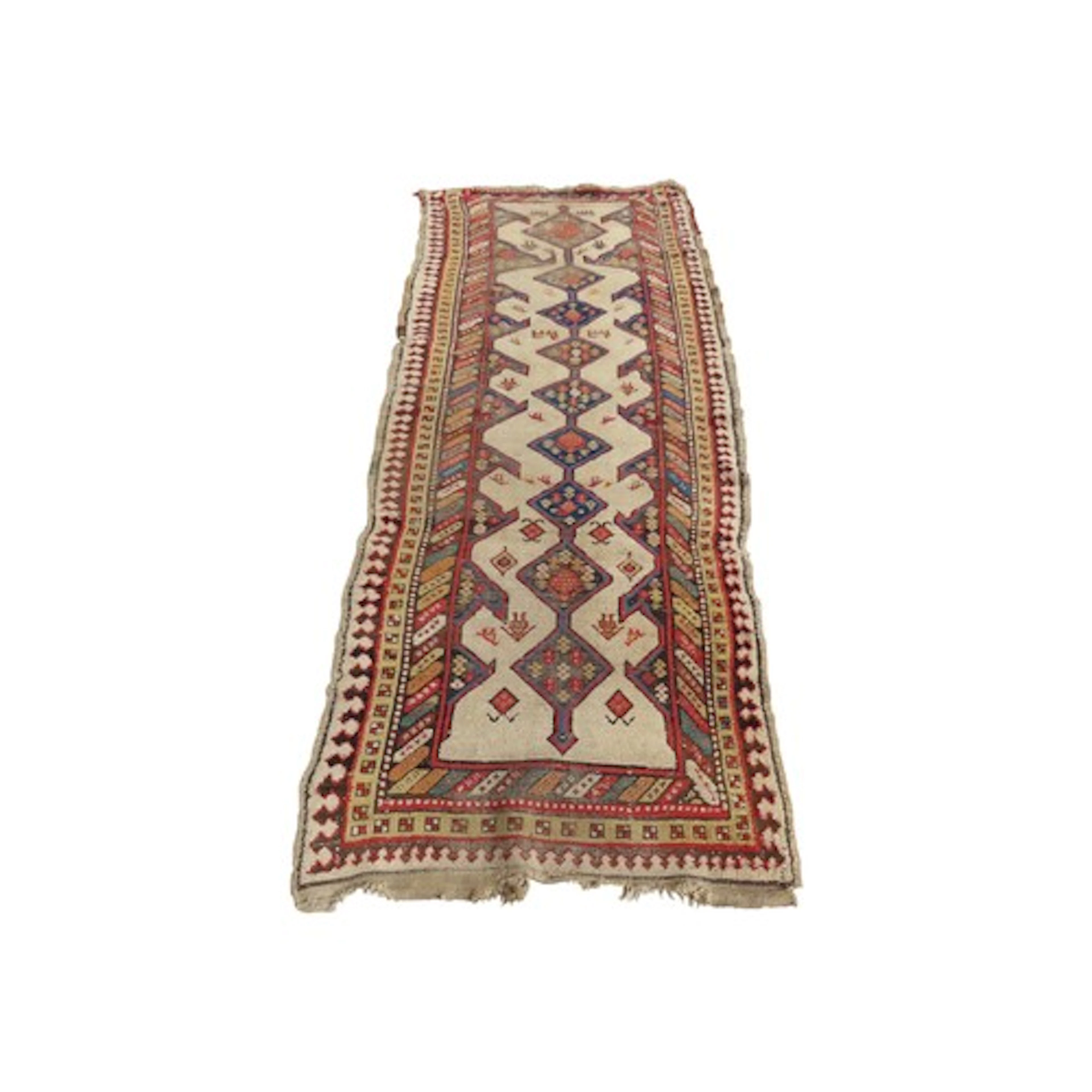 An antique Persian runner with figures and animals (as found...