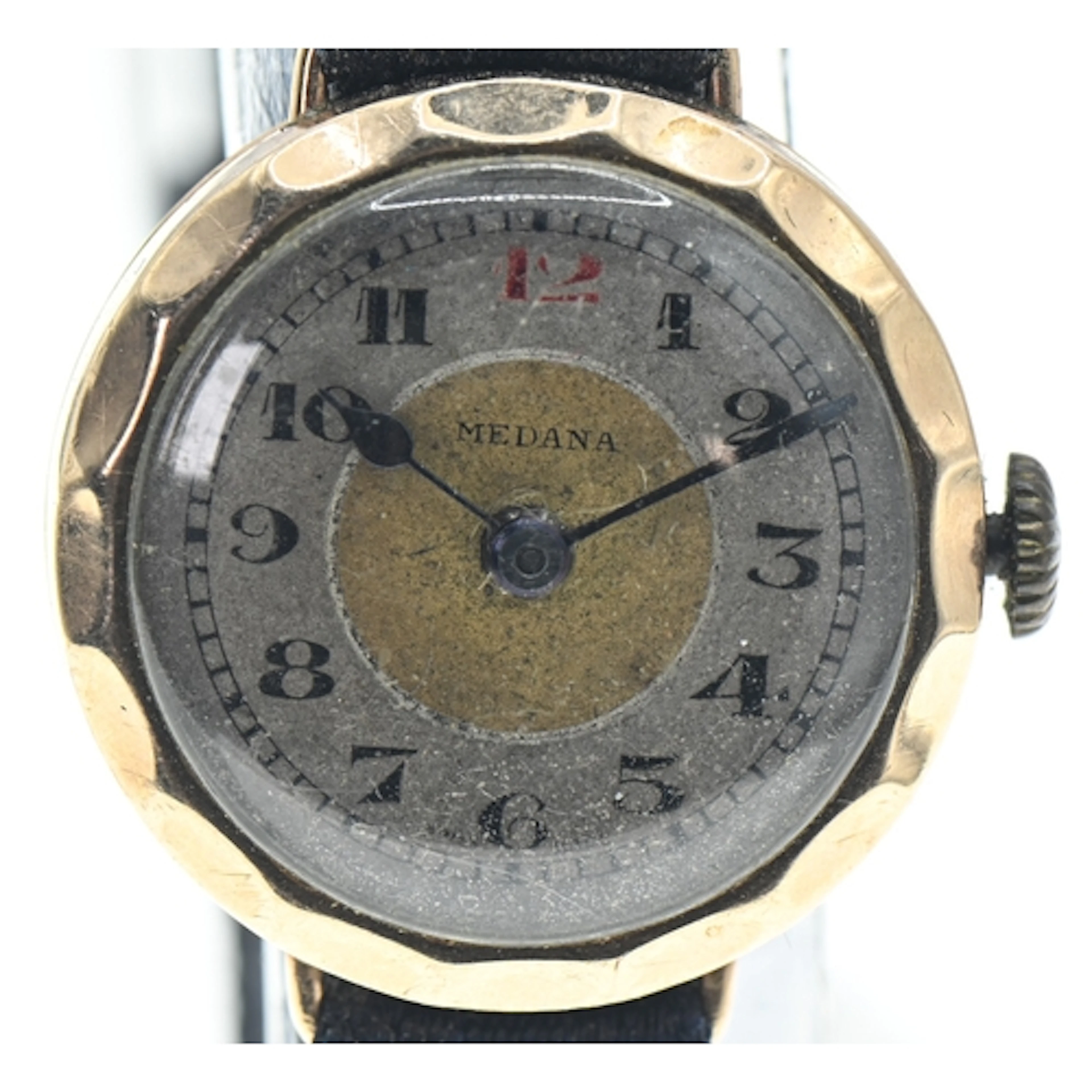 Medana 9ct gold cased ladies watch, the two-tone dial with A...