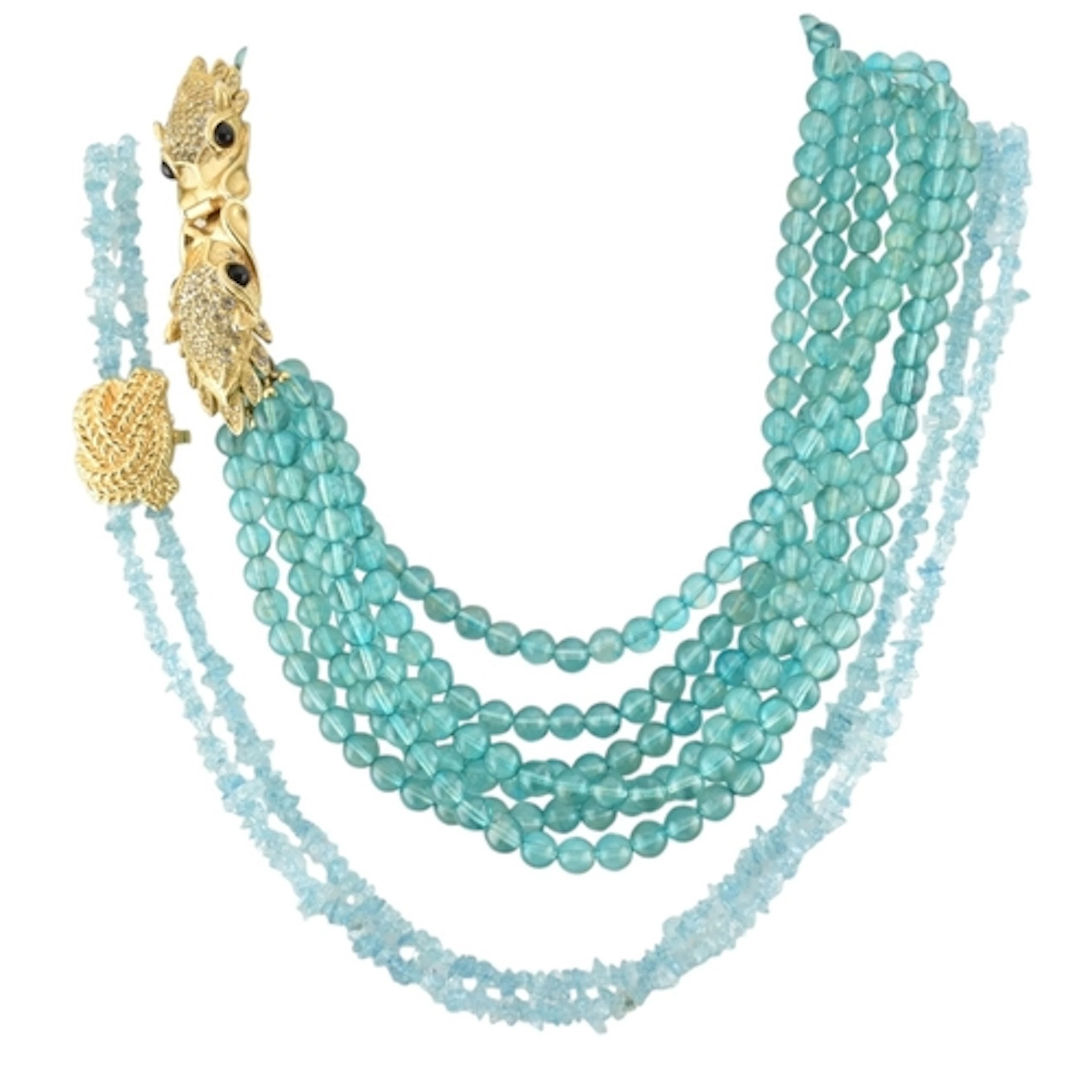 Two signed bead necklaces. To include: A Monet gold tone a...