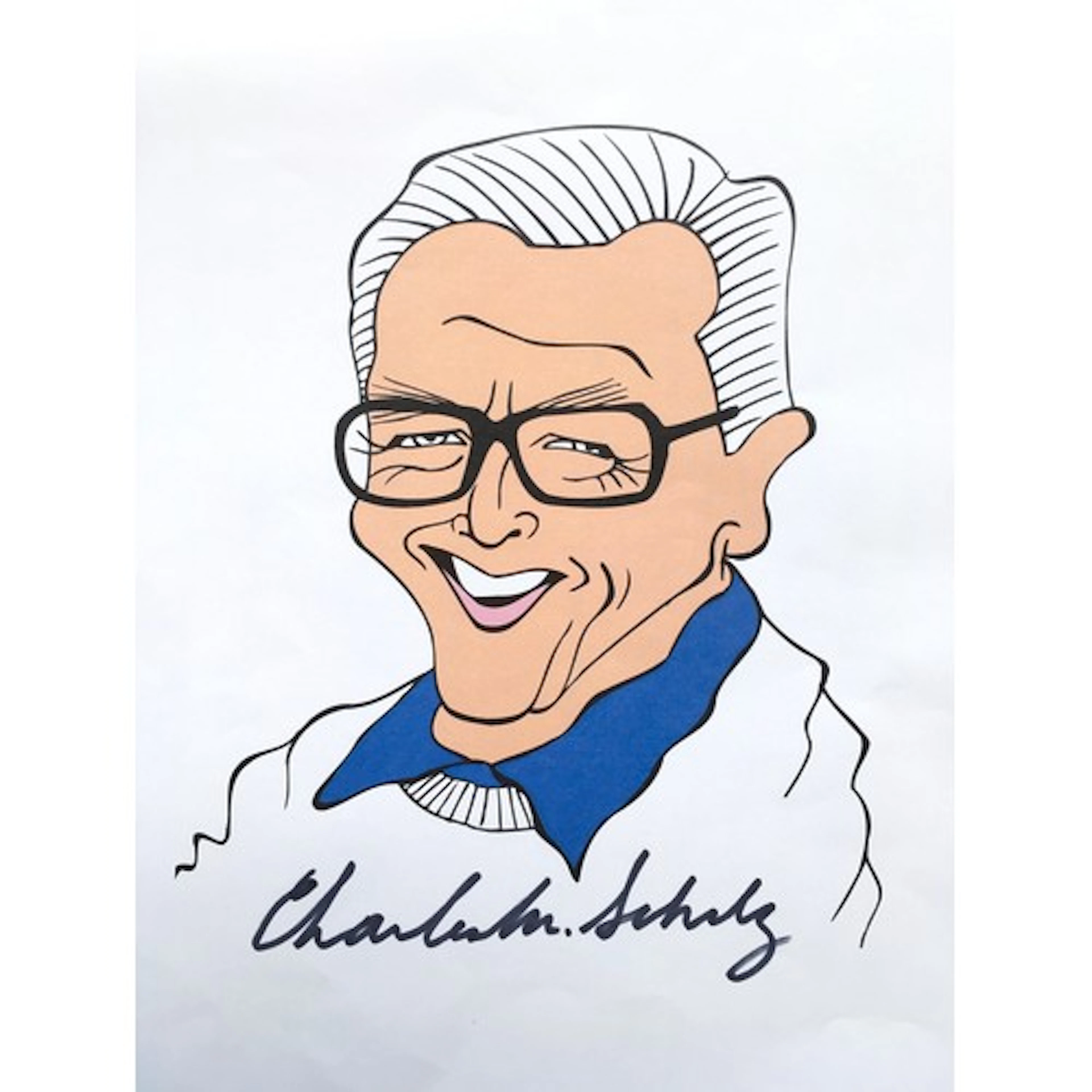 A self portrait print signed by Snoopy creator Charles M Sch...