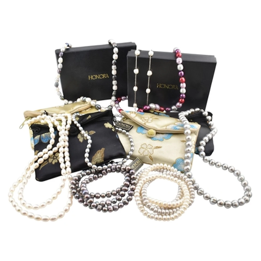 A selection of Honora freshwater cultured pearl necklaces an...