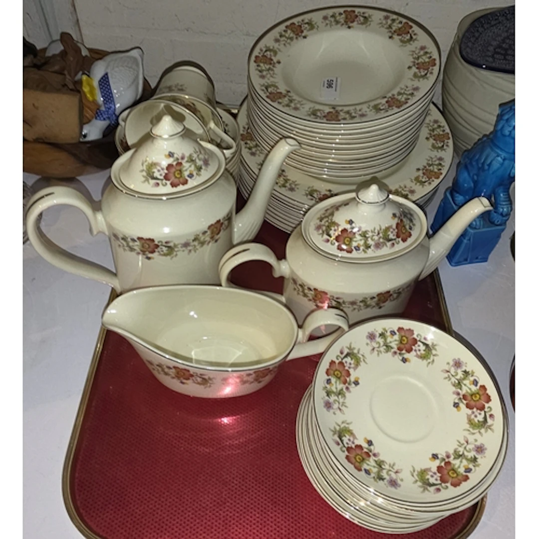 A modern approximately 12 setting dinner and tea service, fl...