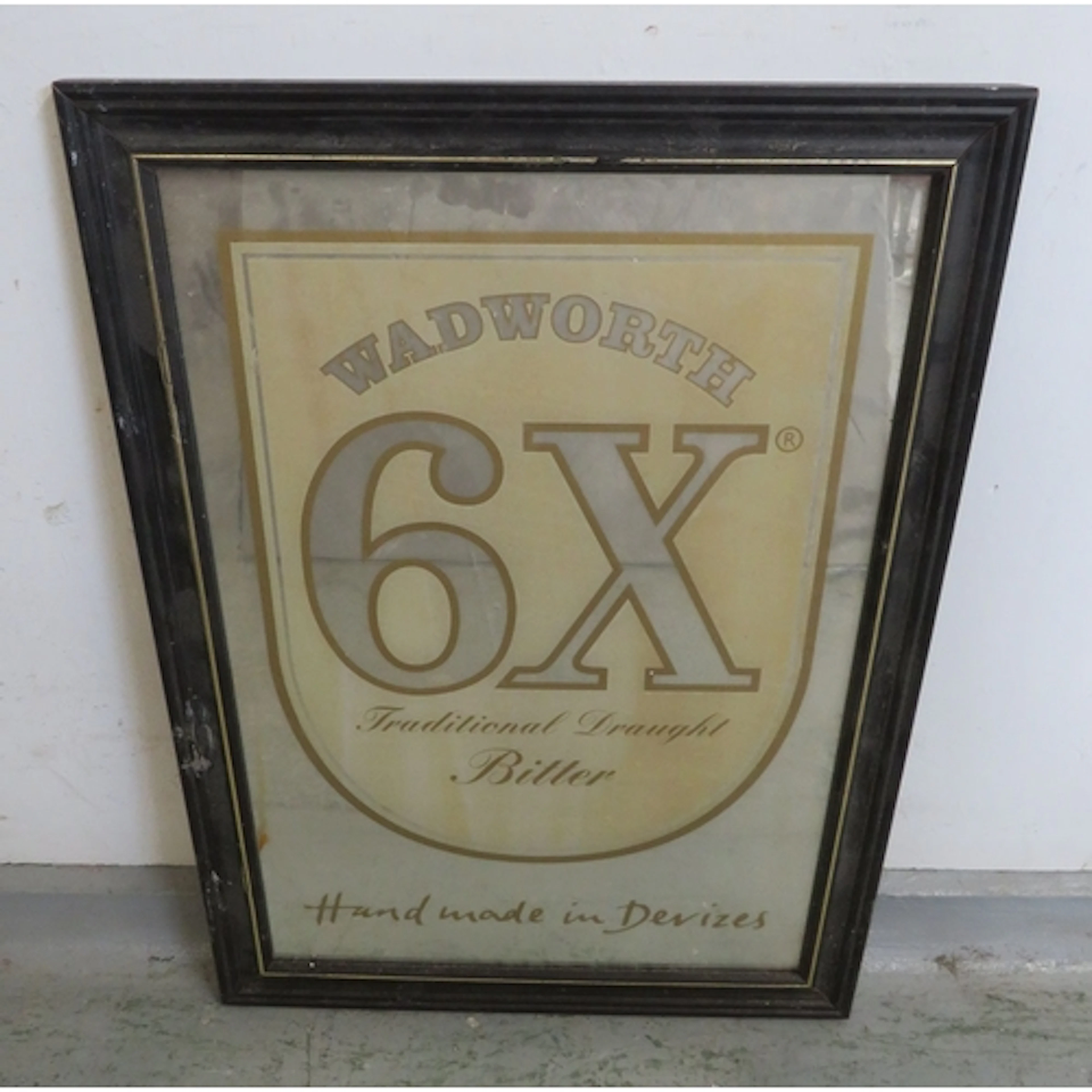Dark Wooden Framed Advertising Mirror Wadworth Traditional D...