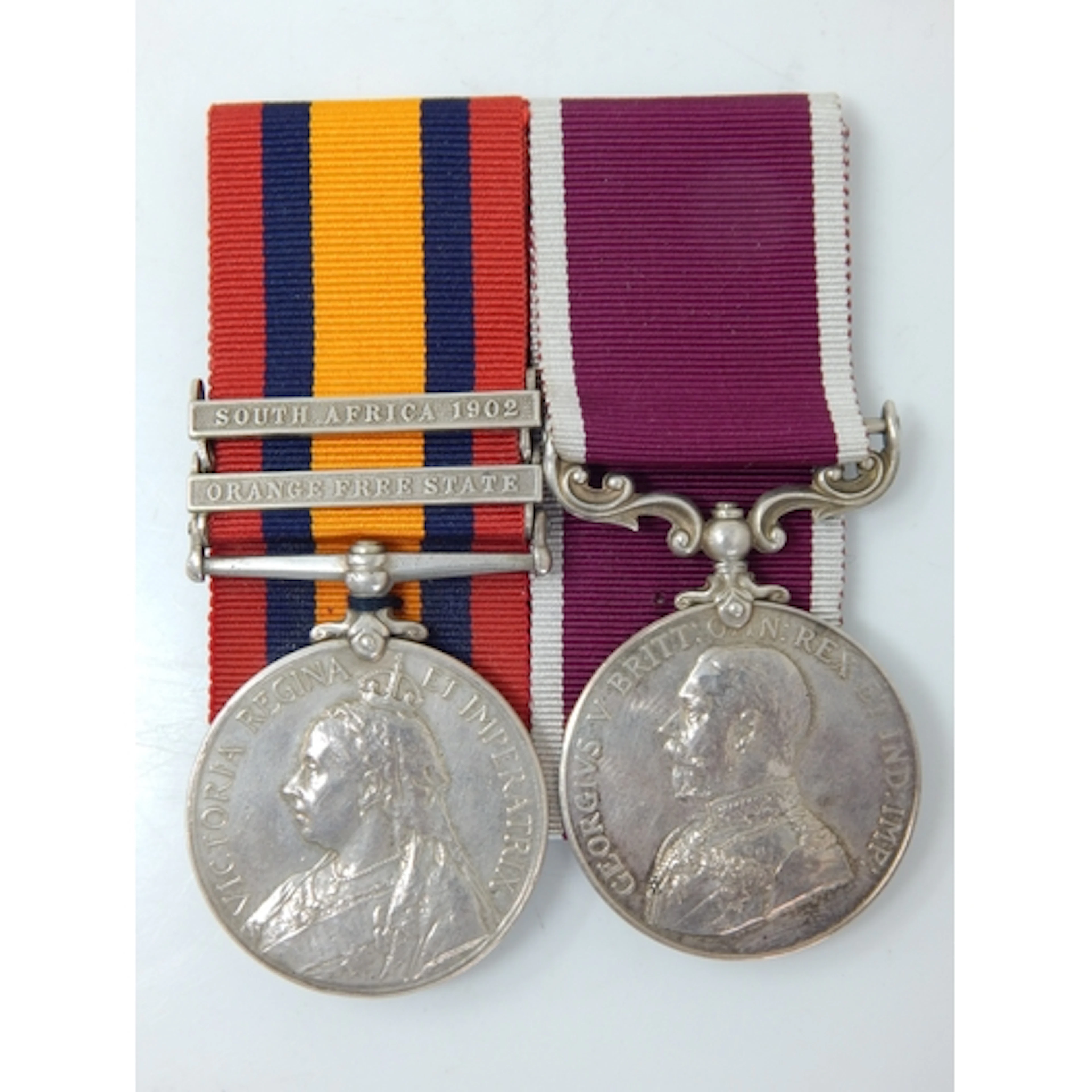 Boer War Q.S.A Medal with Clasps for 1902 + Orange Free Stat...