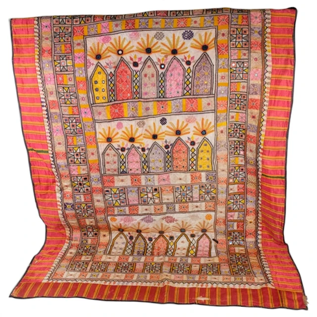 An Indian traditional Dharaniyo wall hanging, Gujarat, embro...