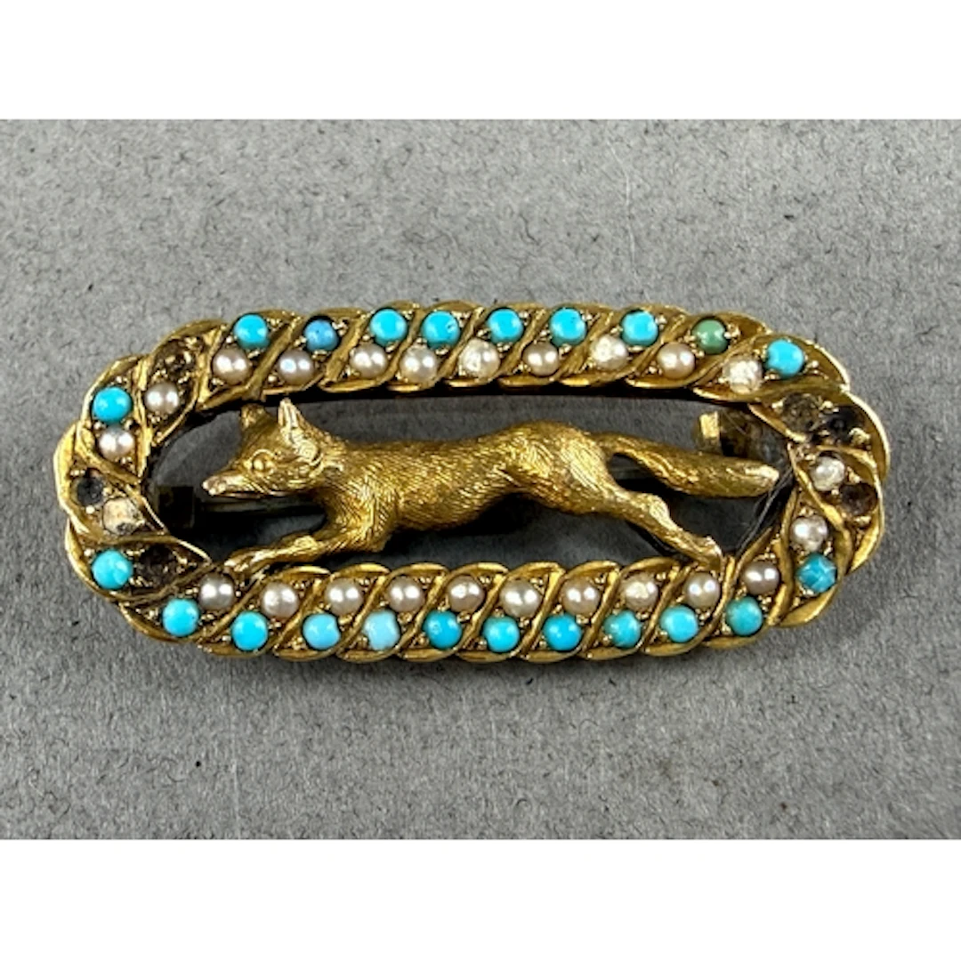 Jewellery- Victorian Equestrian interest running fox brooch ...