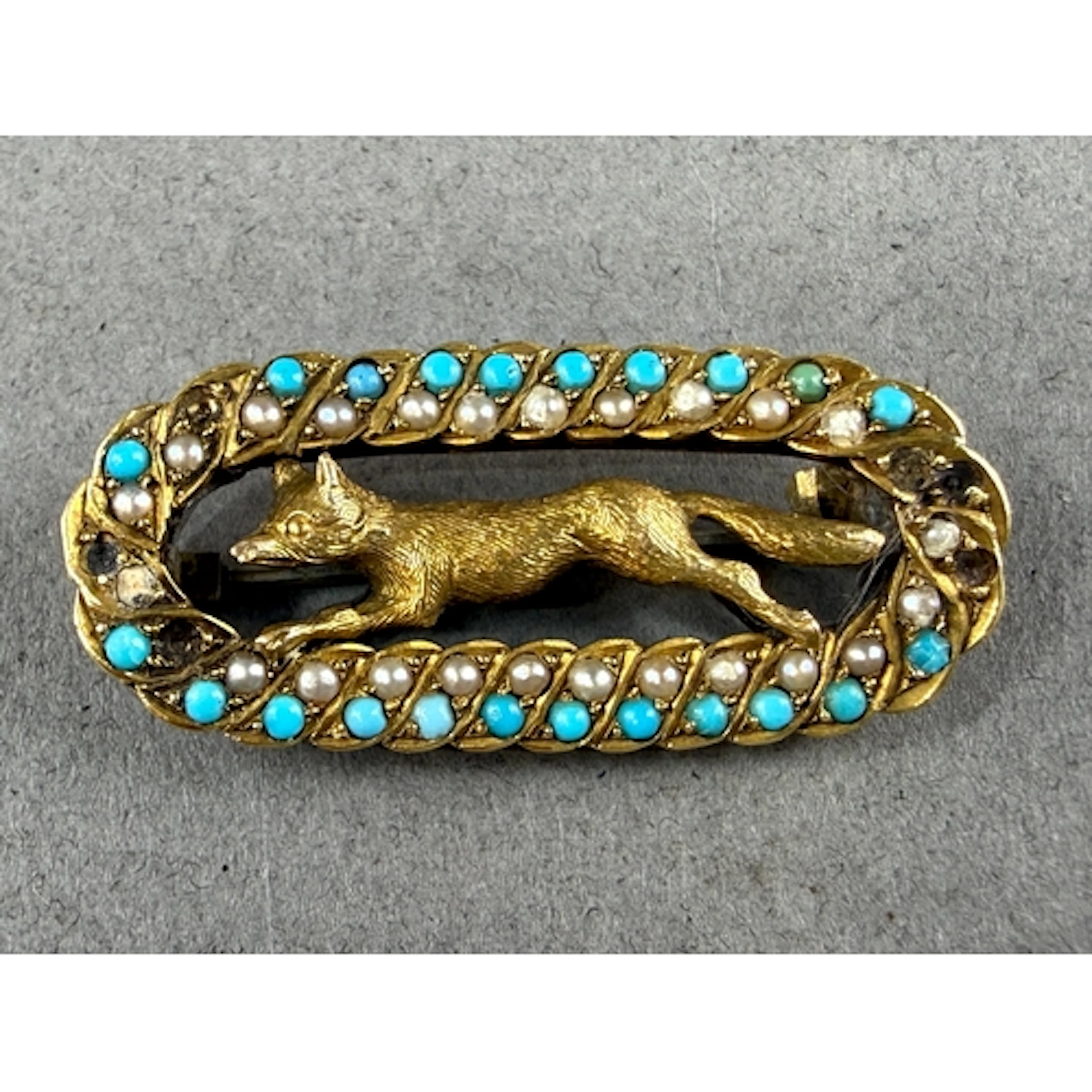 Jewellery- Victorian Equestrian interest running fox brooch ...