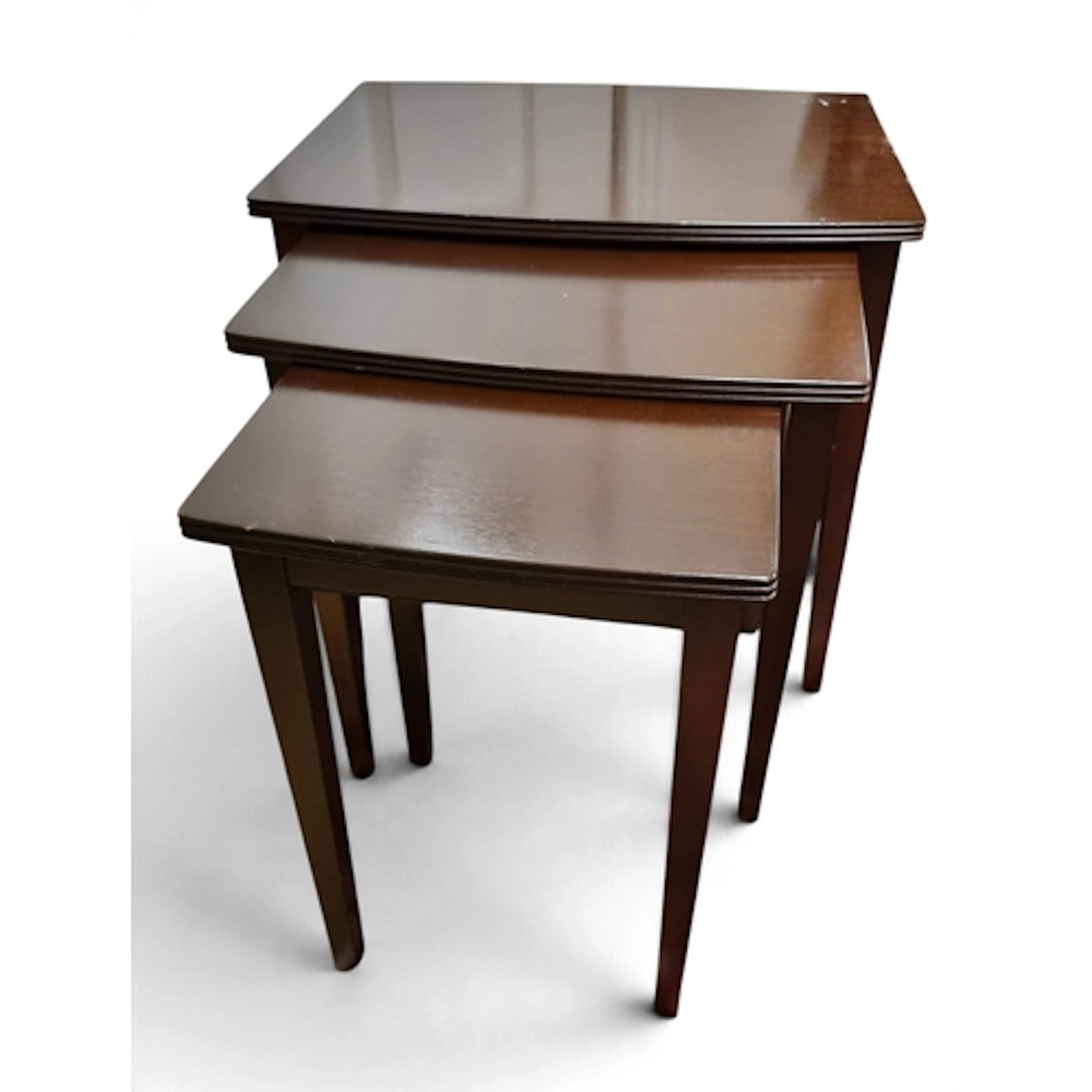 A good nest of three Mahogany Tables. W 52 x D 39 x H 52 cm ...