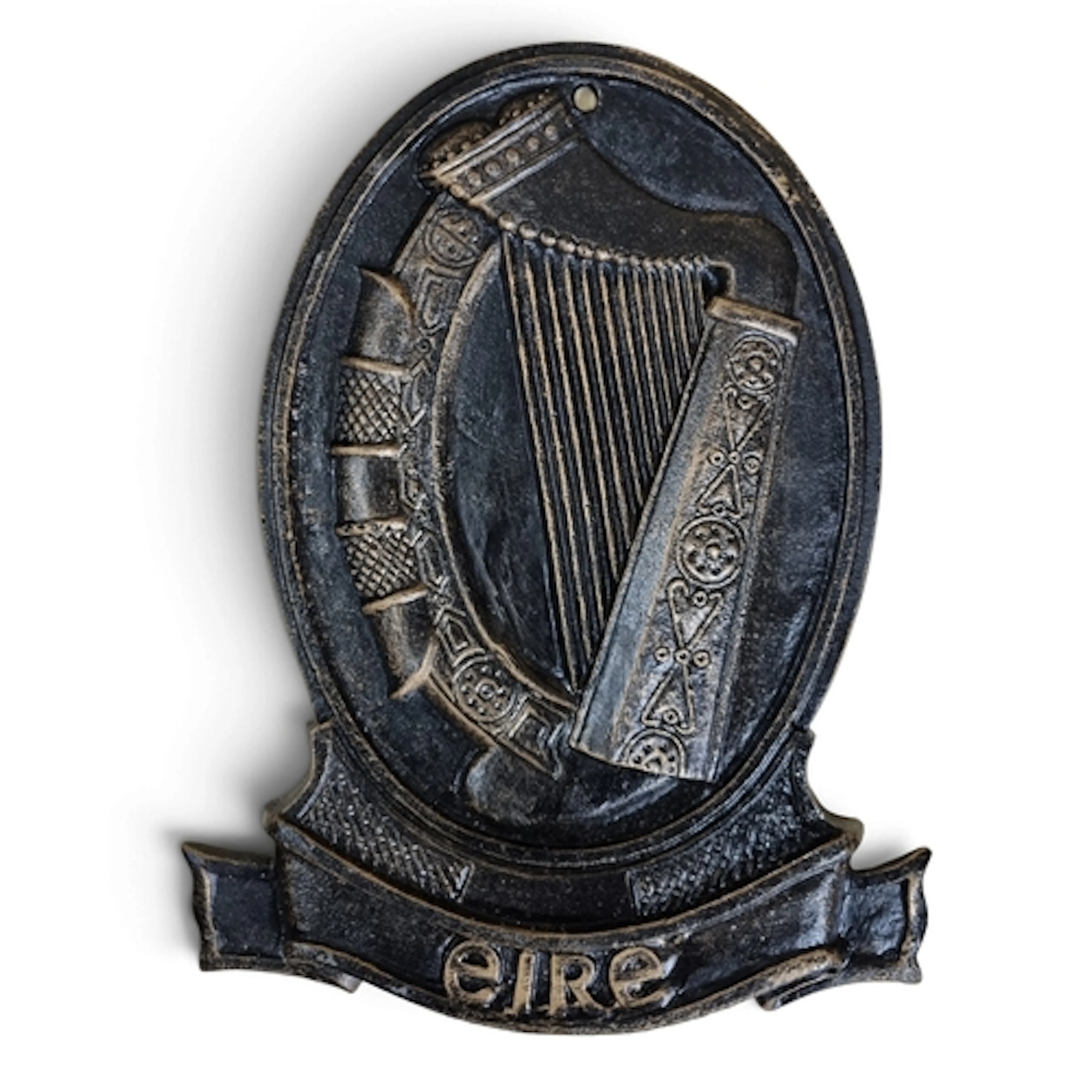 A Cast Iron Eire wall Plaque, 27cm h approx.