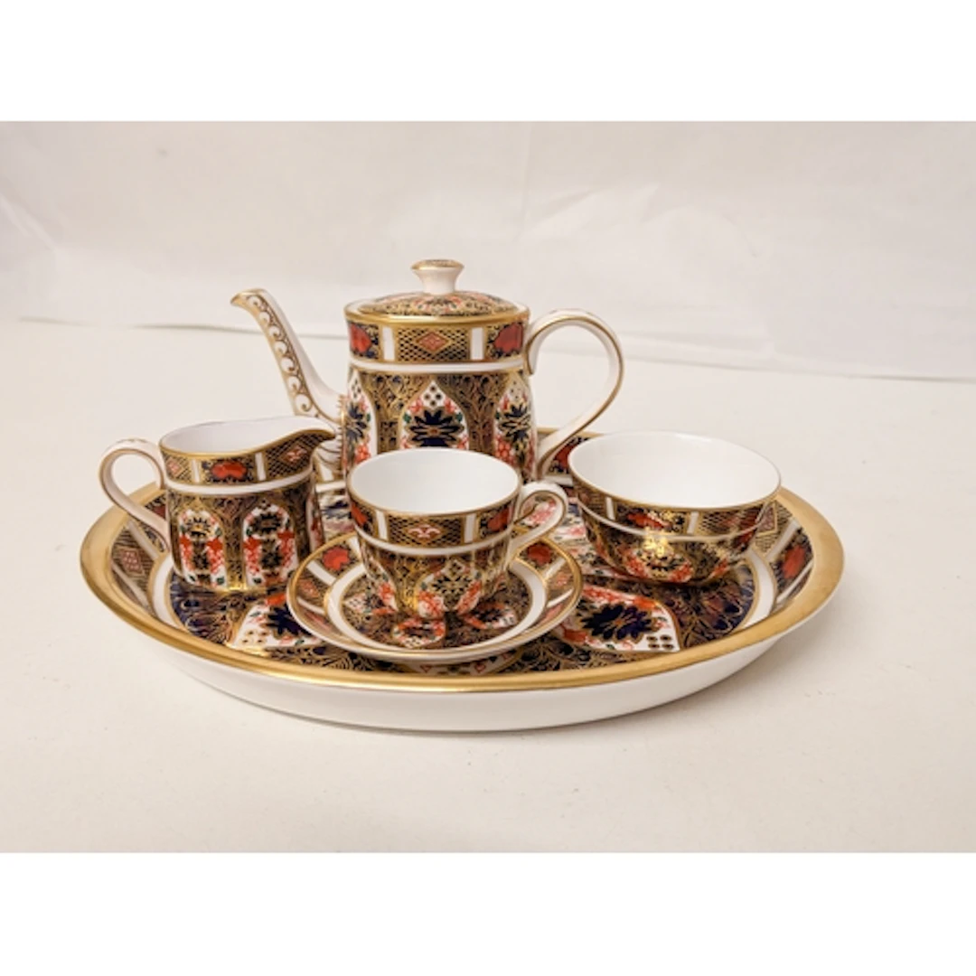 A Royal Crown Derby Imari pattern miniature cabaret tea serv...