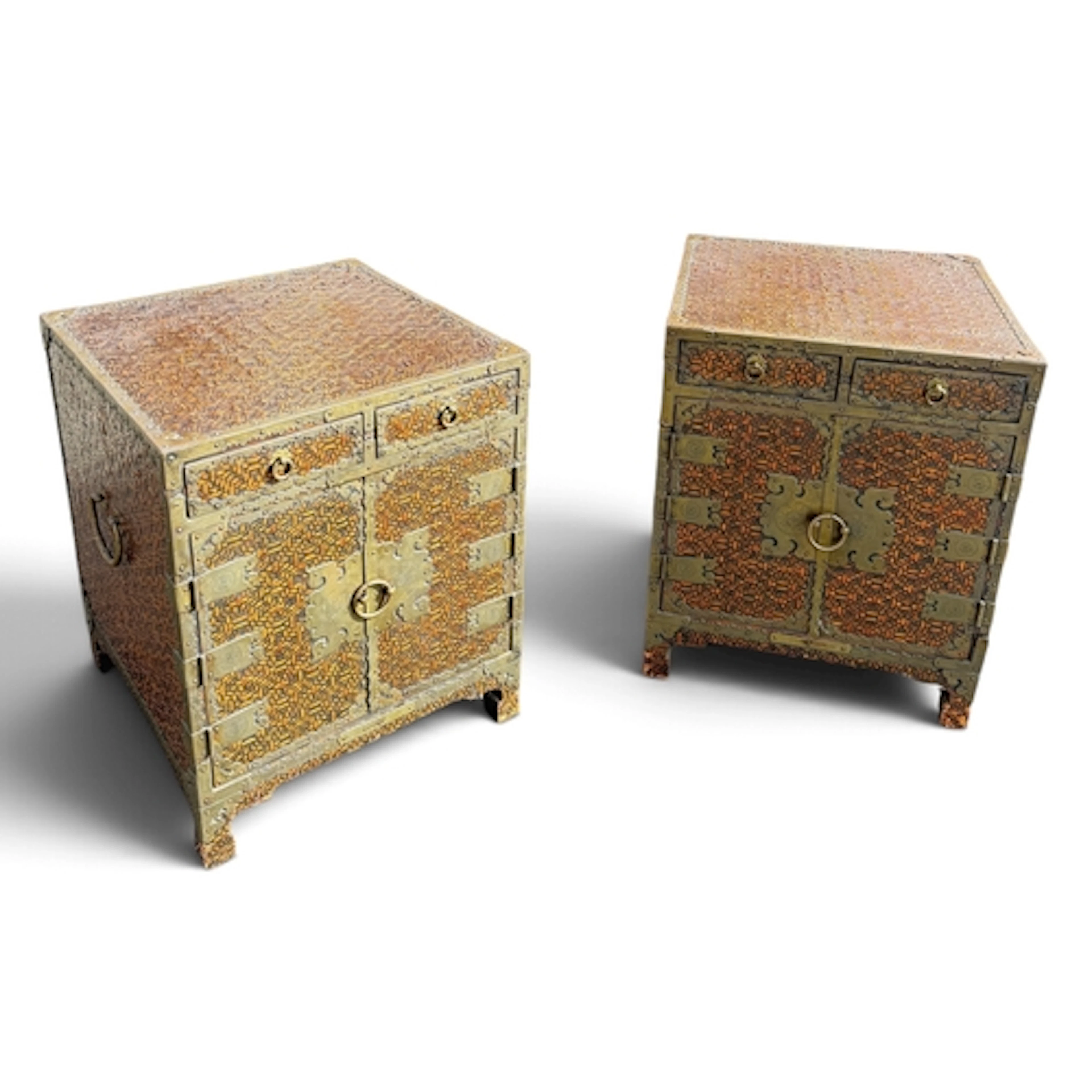 A PAIR OF 20TH CENTURY CHINESE CANE BEDSIDE CHESTS Each wit...