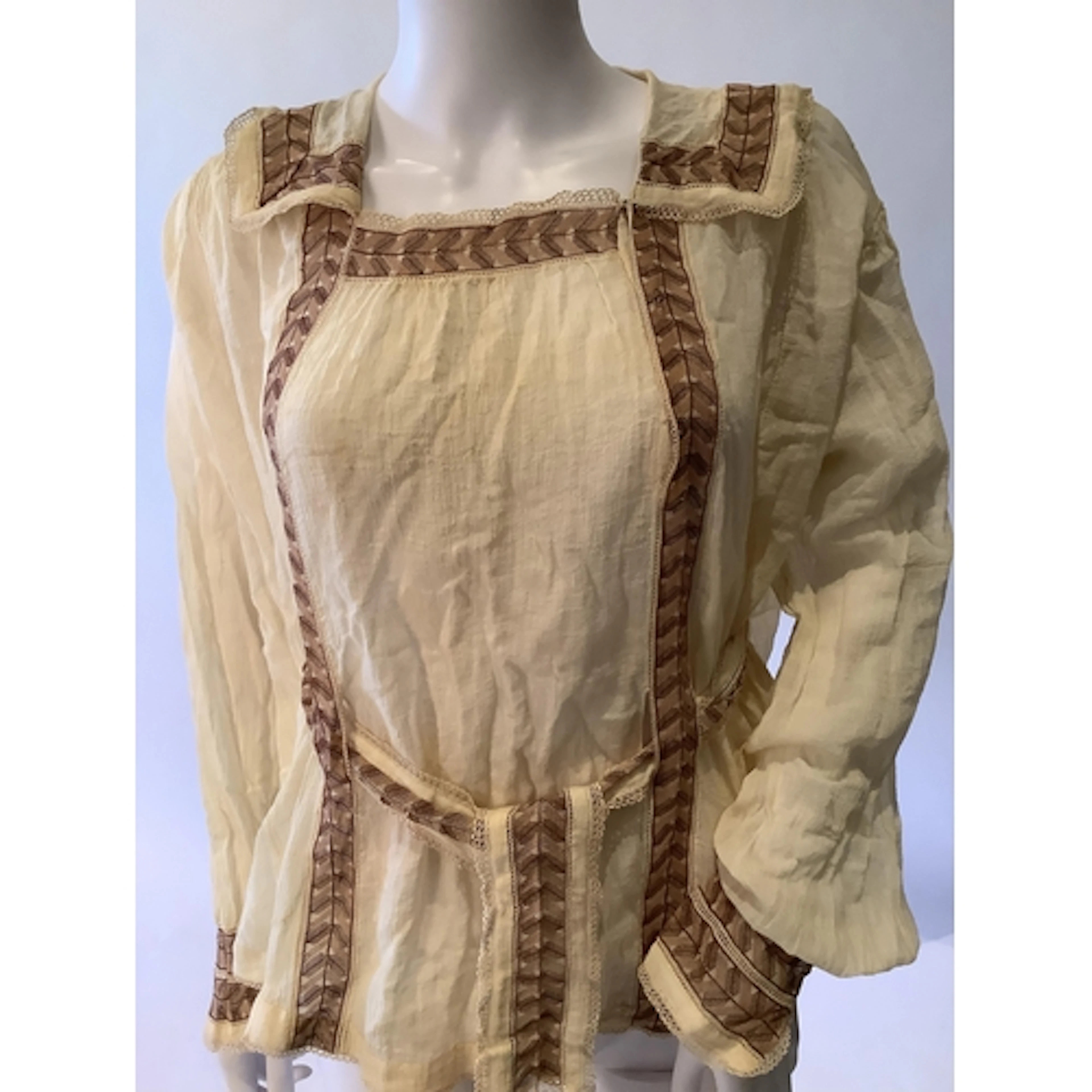 A 1920's-30's cheesecloth, hand made, finely embroidered lad...