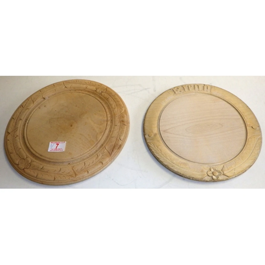 Two vintage bread boards