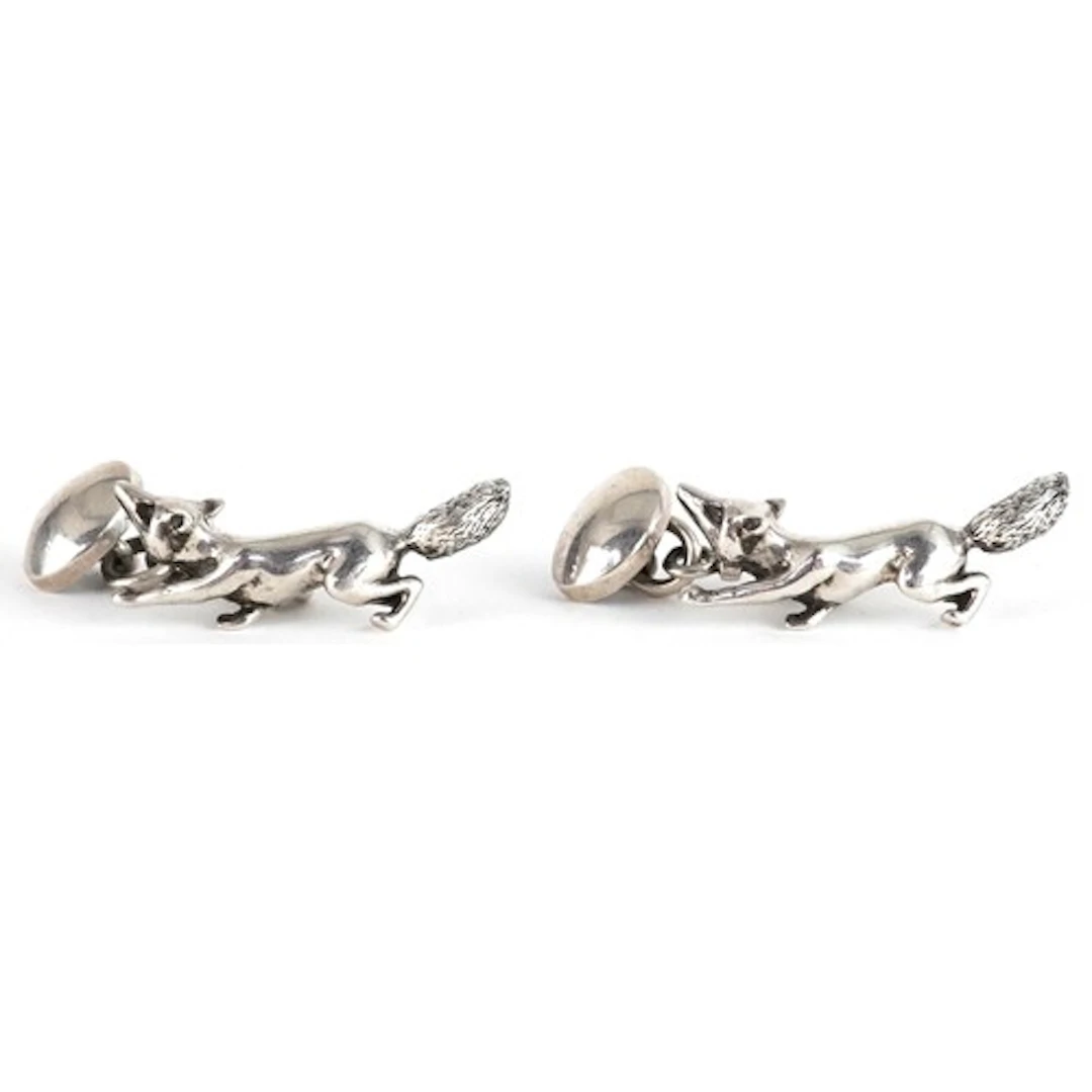 Pair of silver fox design cufflinks, Edinburgh 1999, 2.7cm w...
