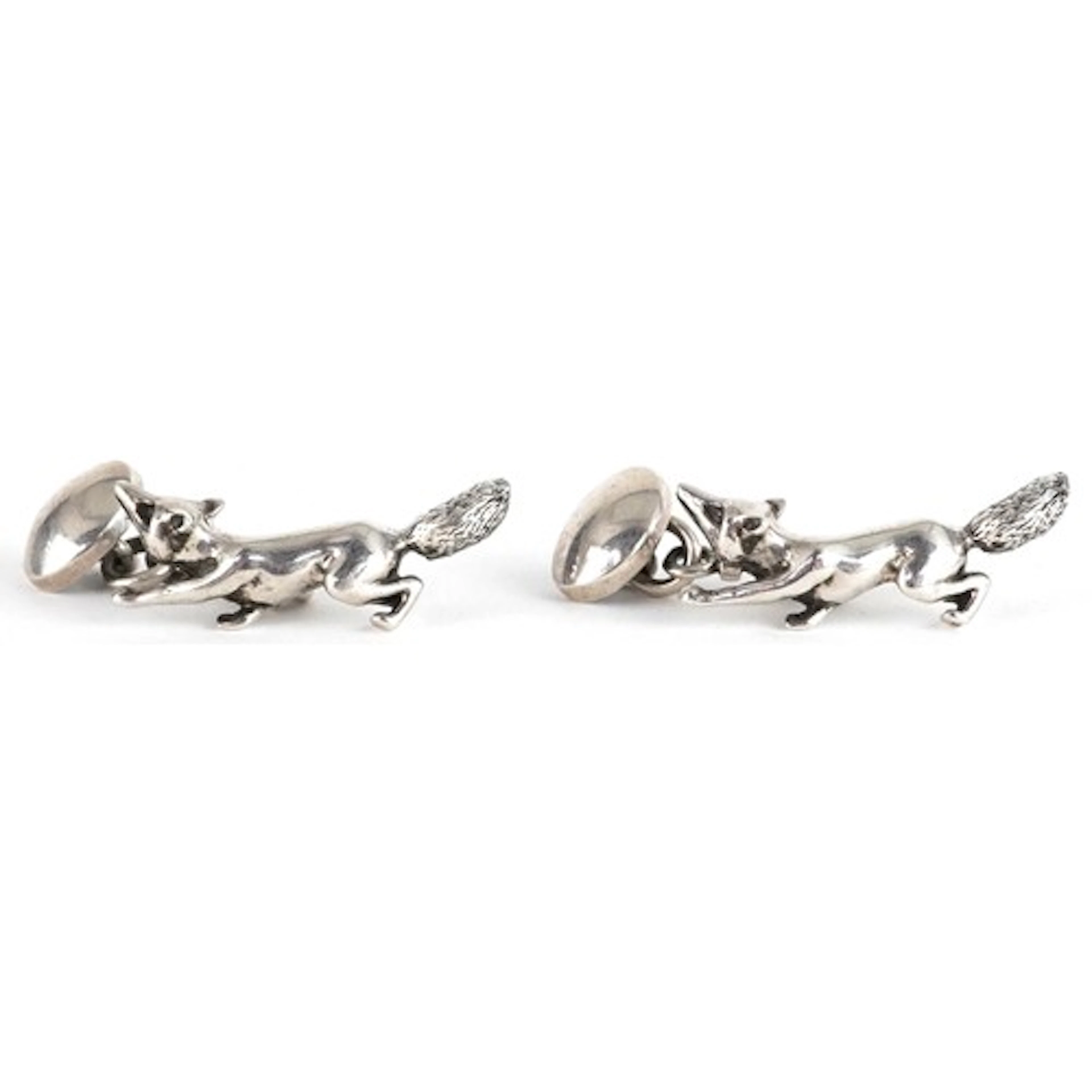 Pair of silver fox design cufflinks, Edinburgh 1999, 2.7cm w...