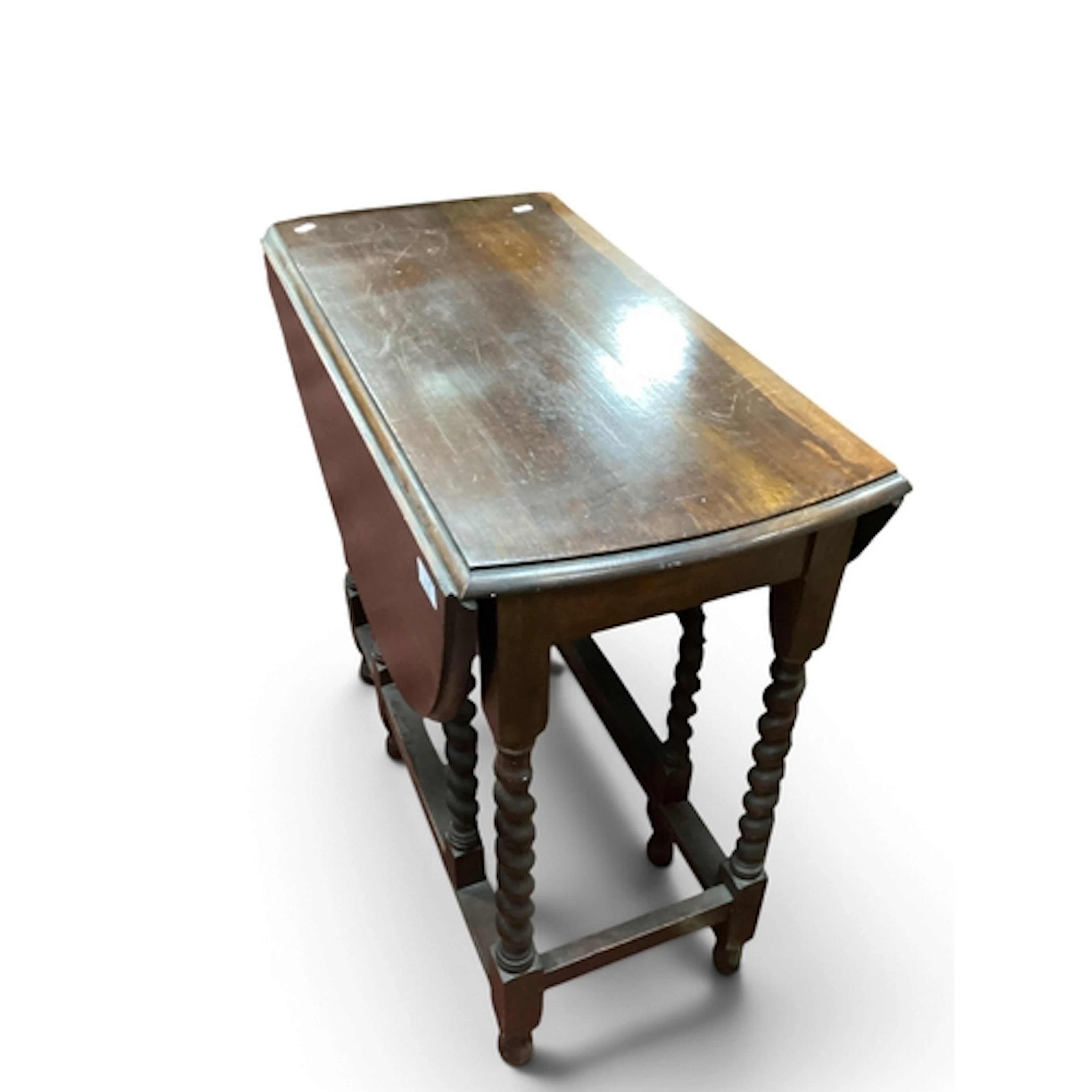 Oak Barley Twist Gateleg Table, 108cm when open x 75cm.