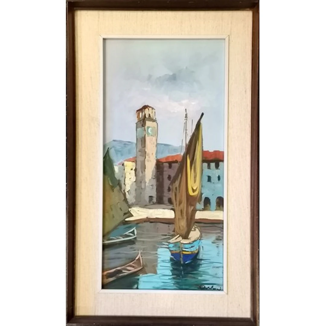 Continental mid-century oil painting on canvas indistinctly ...