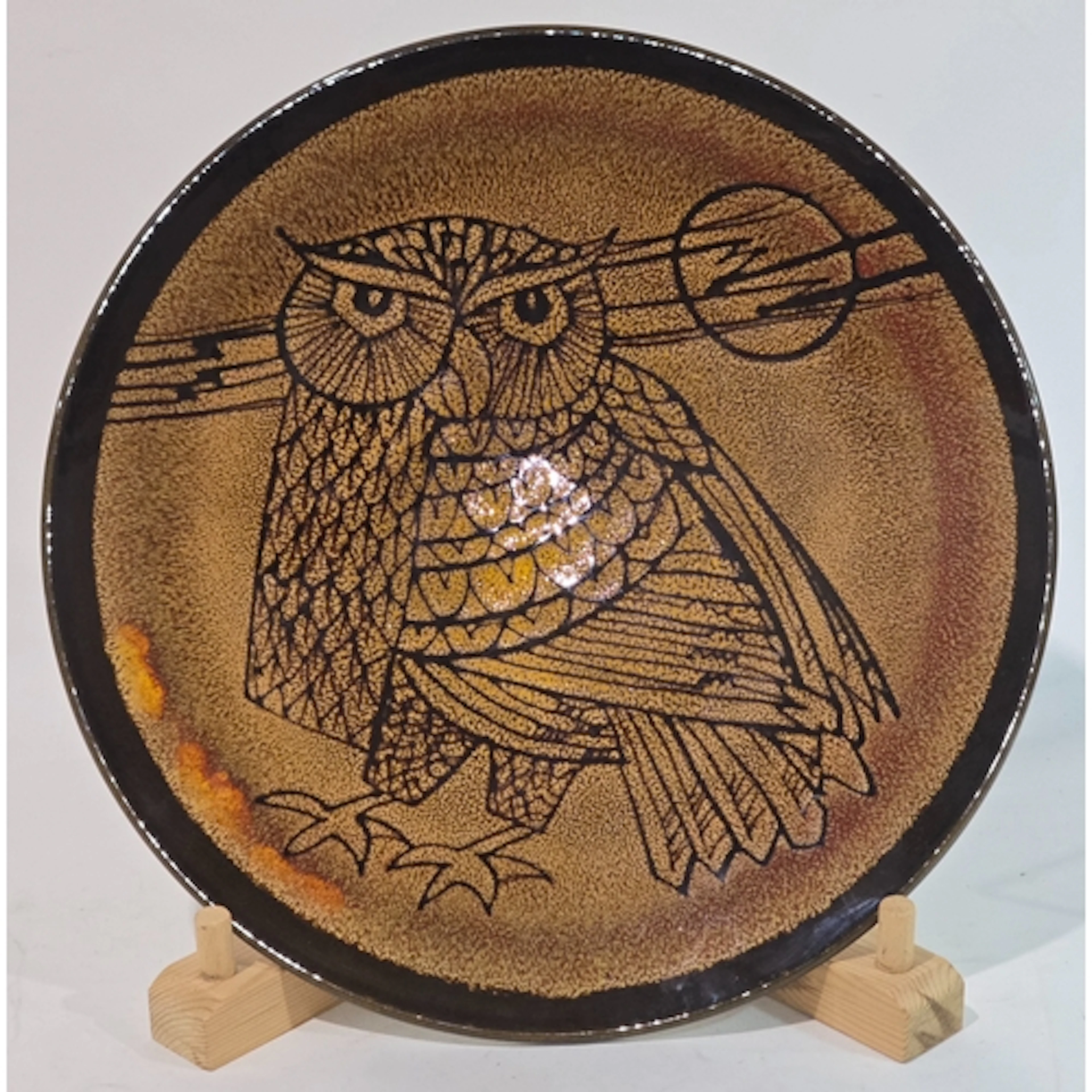 Poole Pottery shape 5 Aegean charger depecting and Owl 13.75...