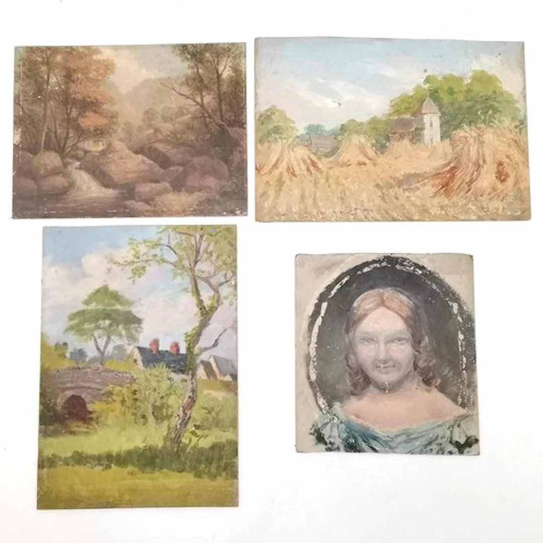 4 x Makgill antique paintings inc portrait of Harriet Eliza ...