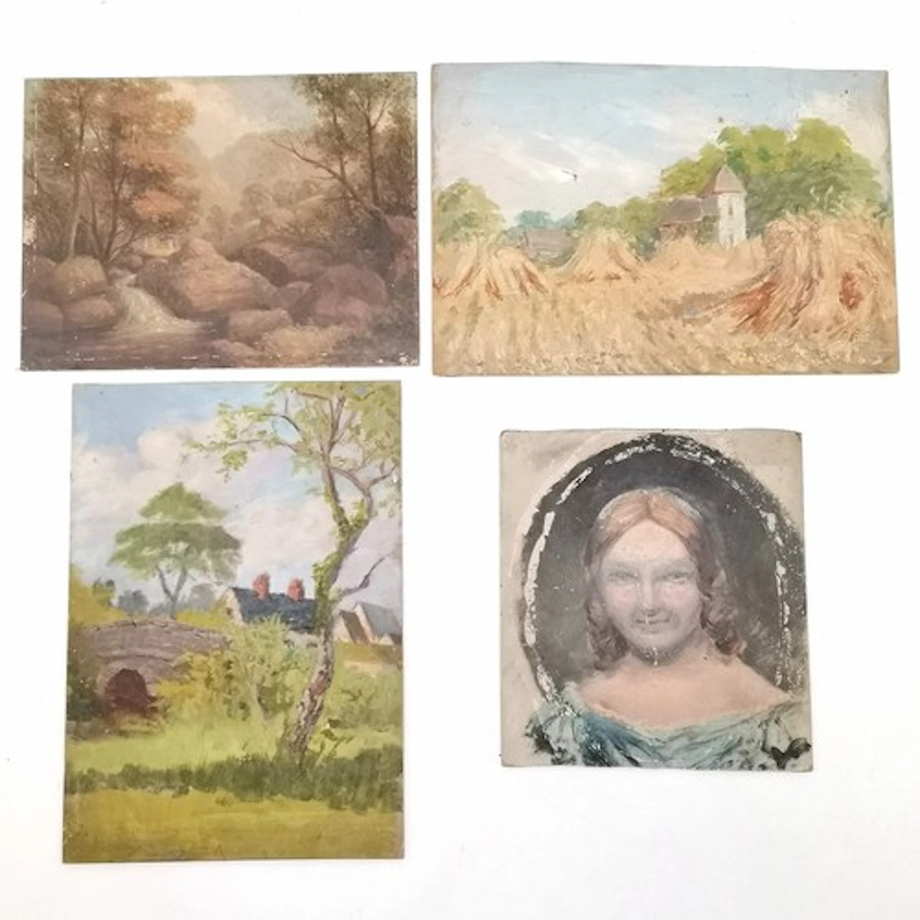 4 x Makgill antique paintings inc portrait of Harriet Eliza ...