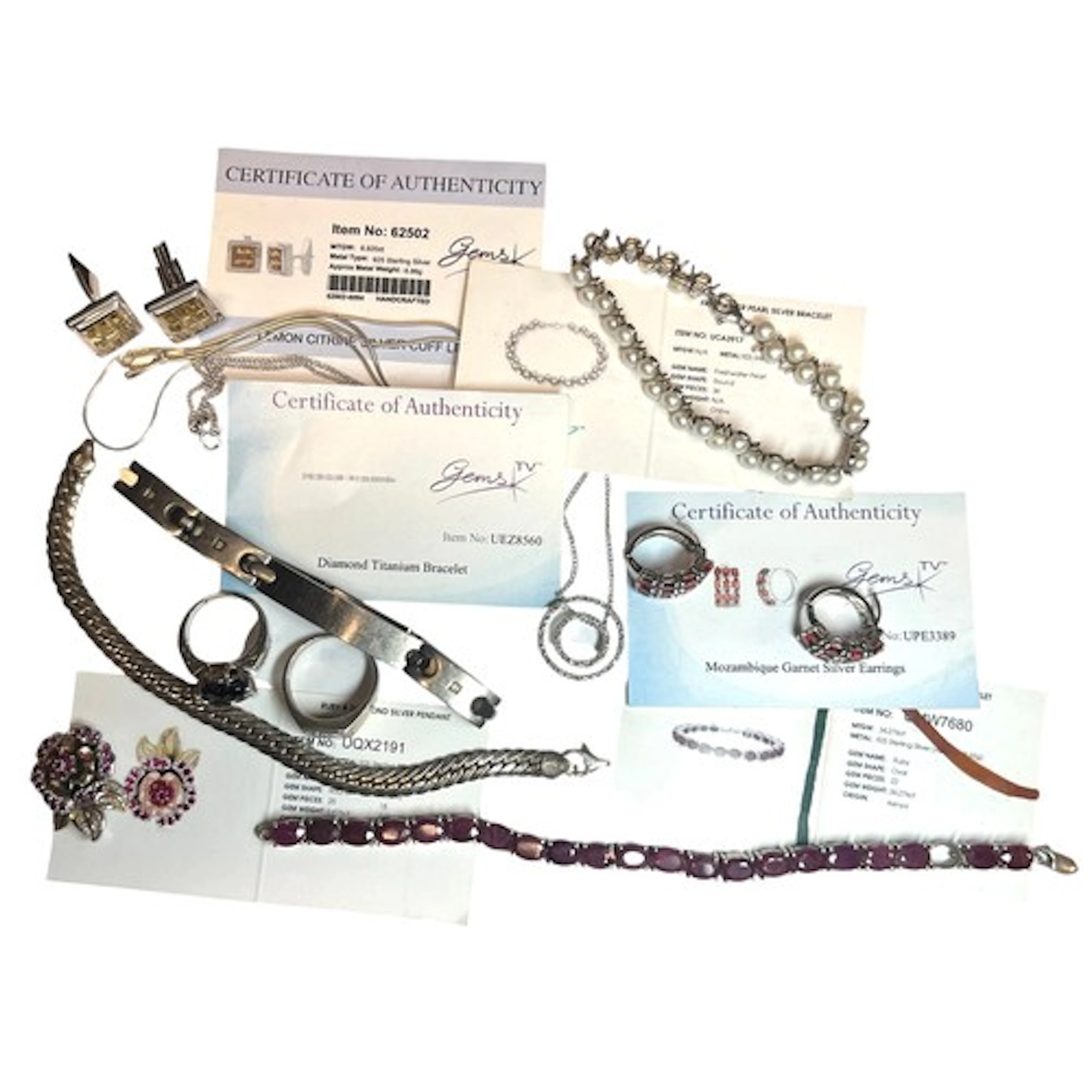 A "Gems TV" sterling silver and Kenyan ruby bracelet, approx...