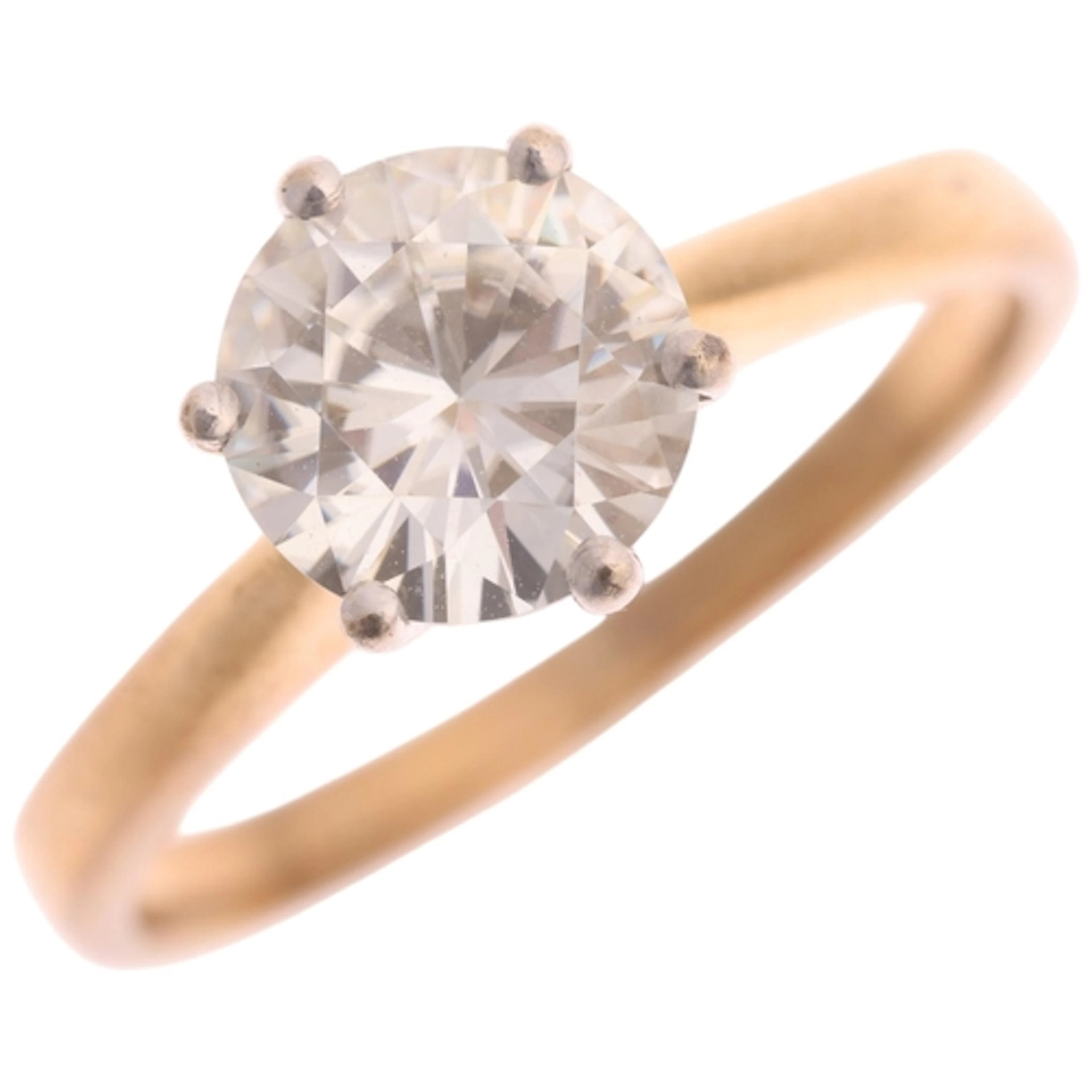 A 9ct gold single stone moissanite ring, maker HAZ, retailed...