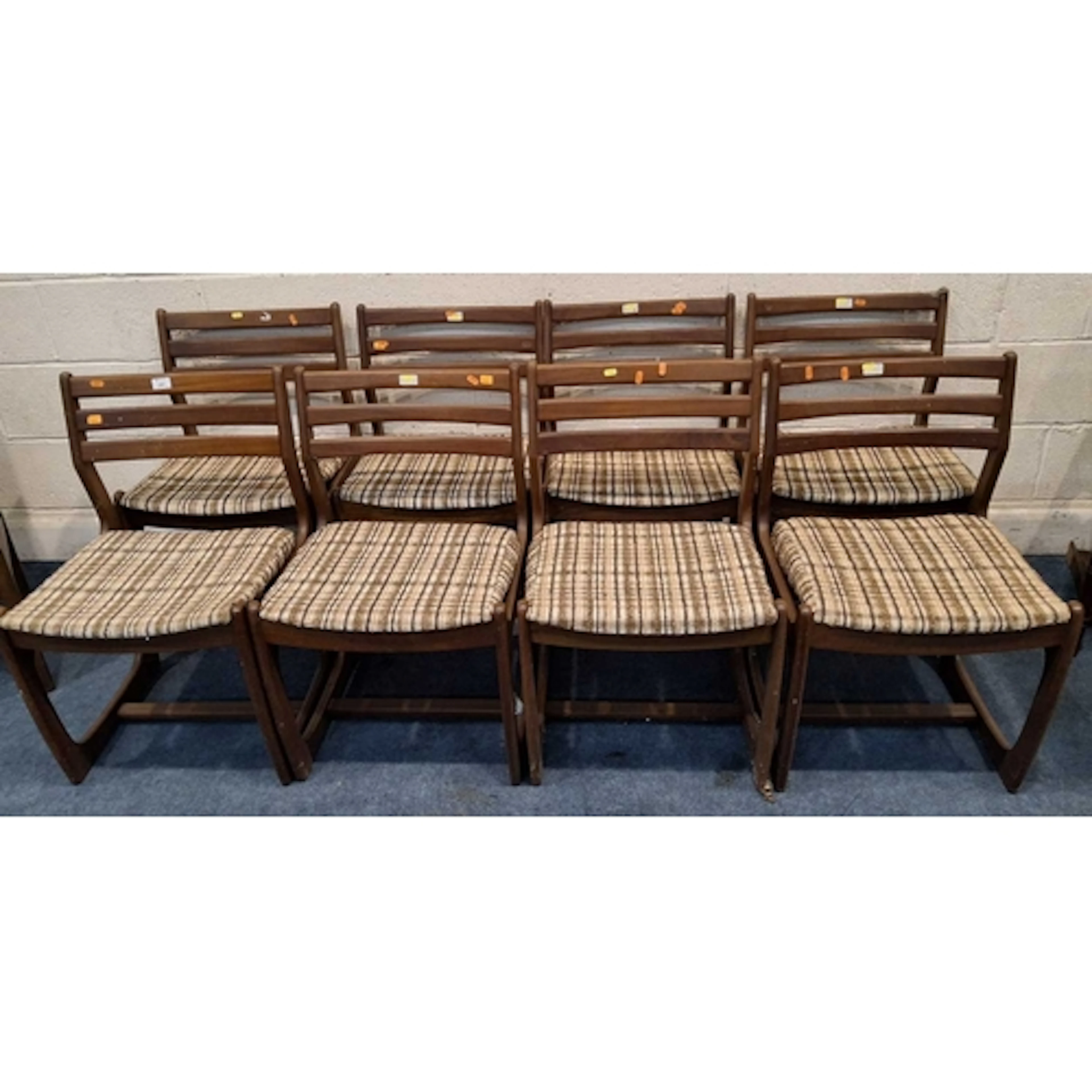 PORTWOOD TOWNHOUSE, A SET OF EIGHT MID-CENTURY TEAK CHAIRS, ...