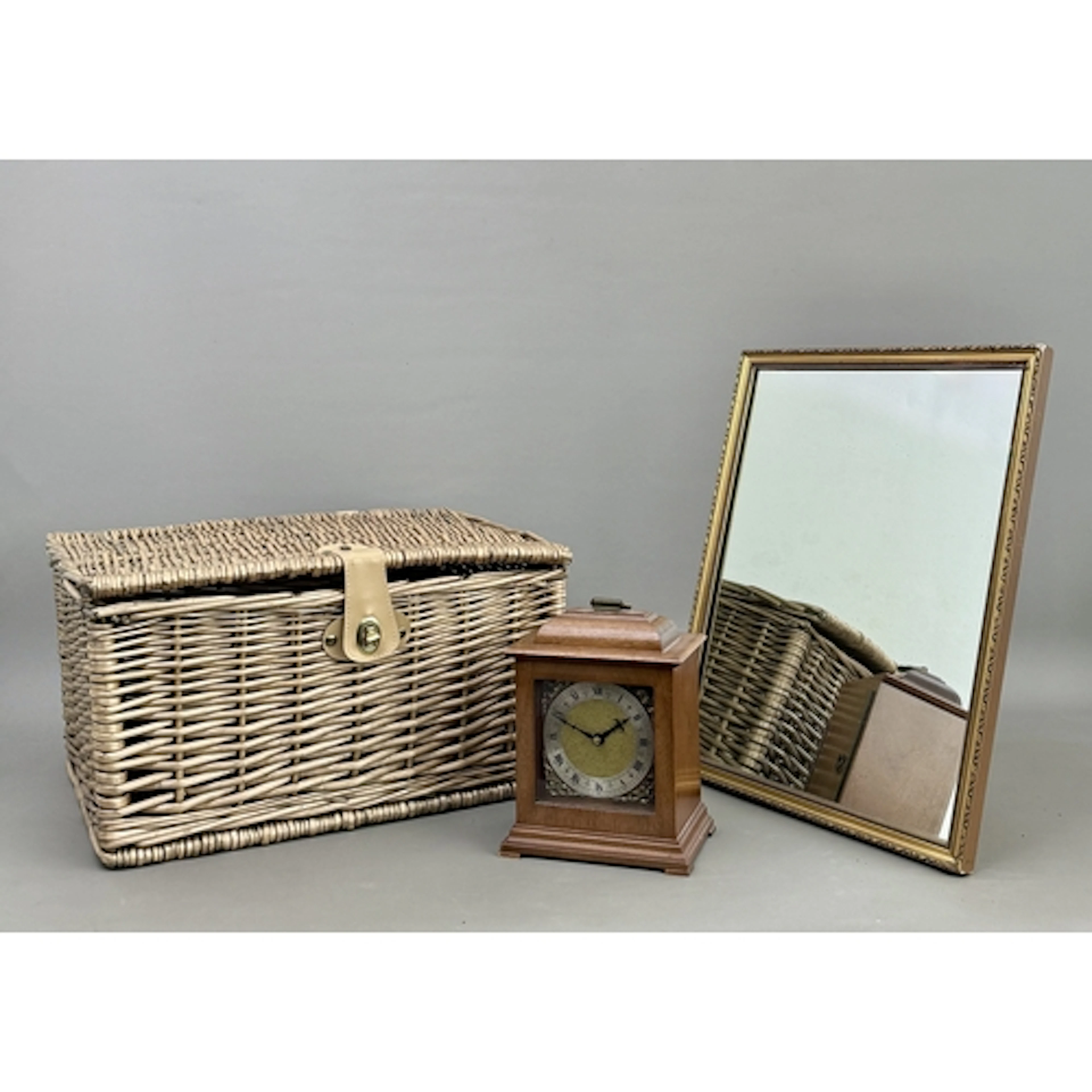 Three miscellaneous items comprising - 1: A wicker hamper, w...