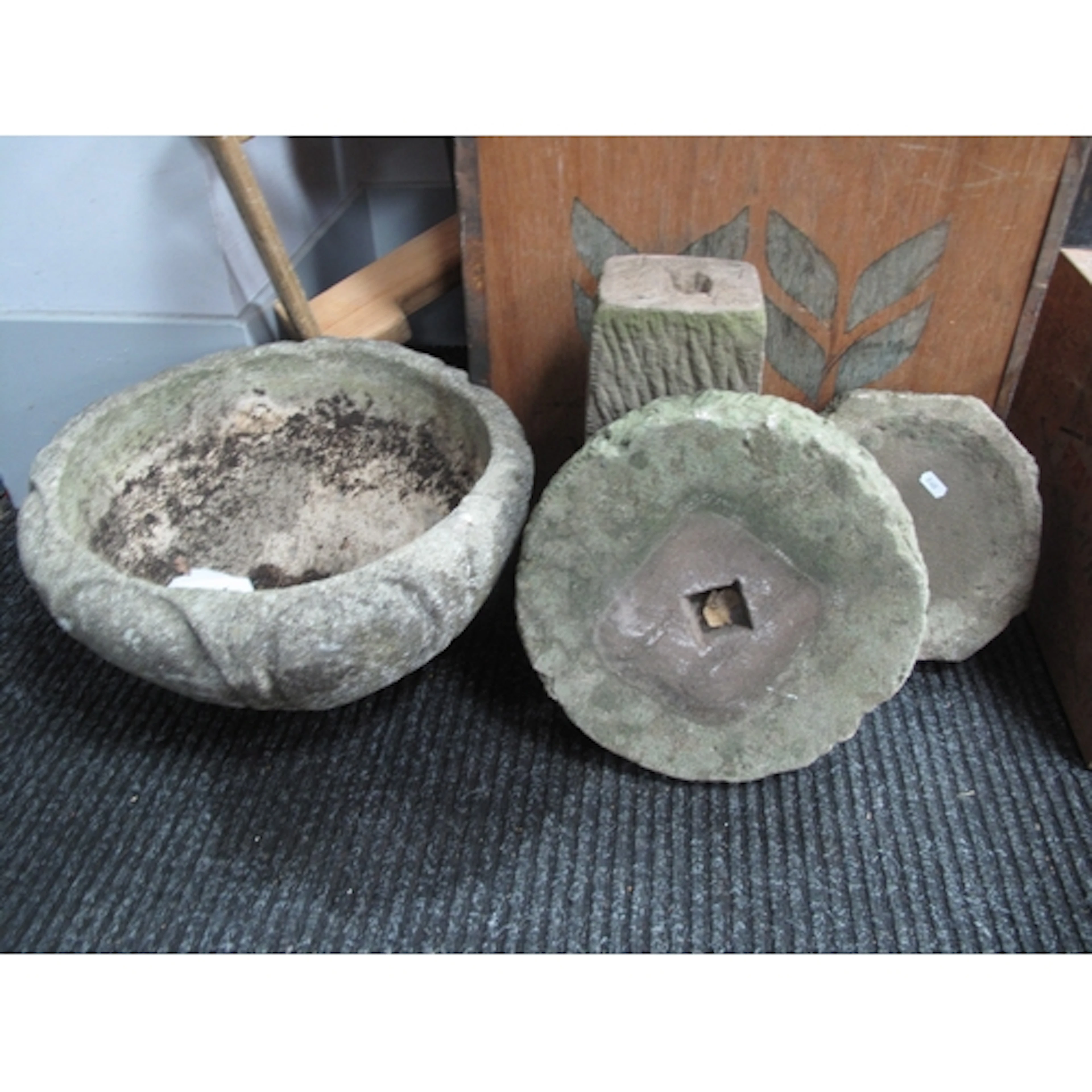 Weathered Reconstituted Stone Graden Urn, 23cm high, 41cm di...