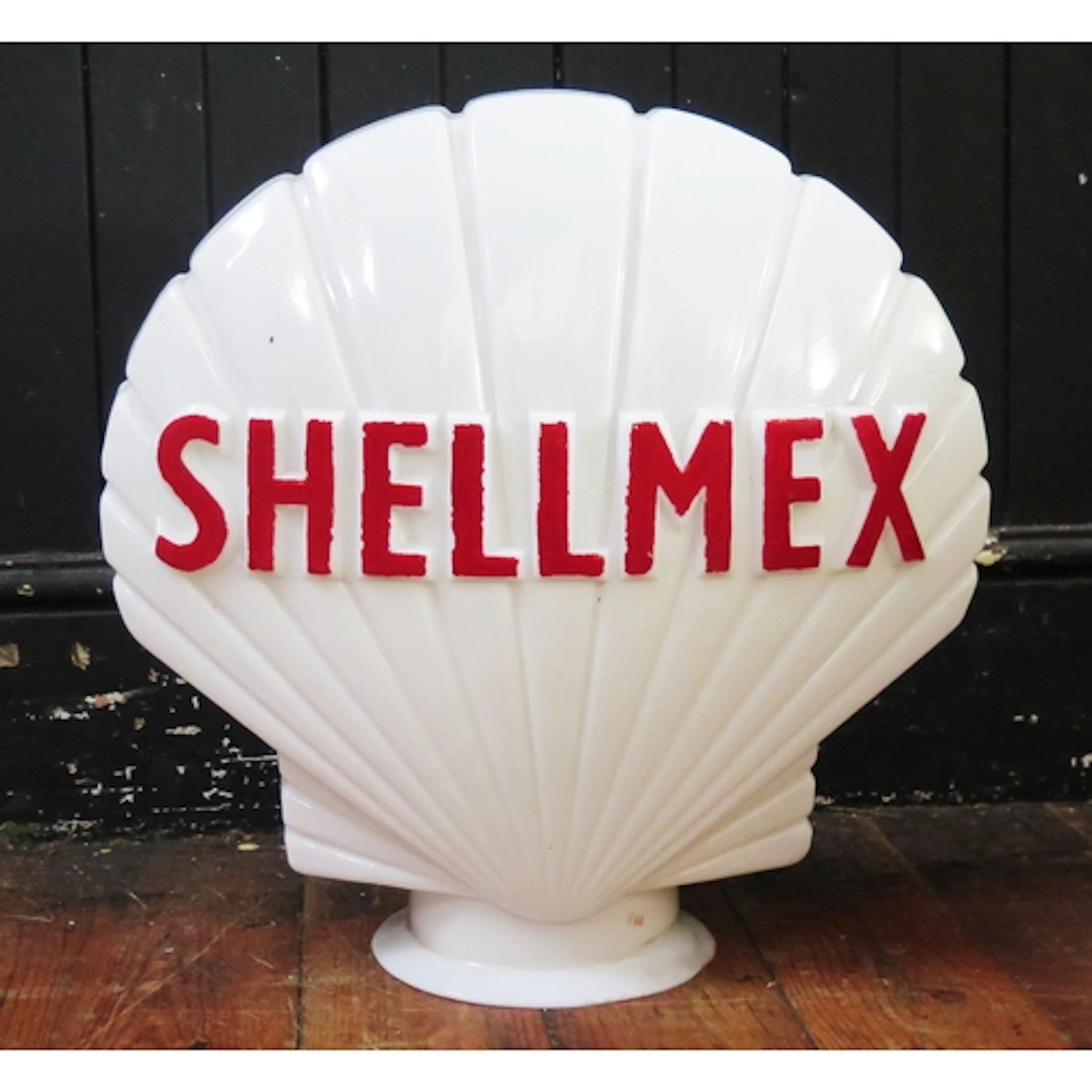 "Shellmex" - a milk glass petrol pump globe marked 666, 44cm...