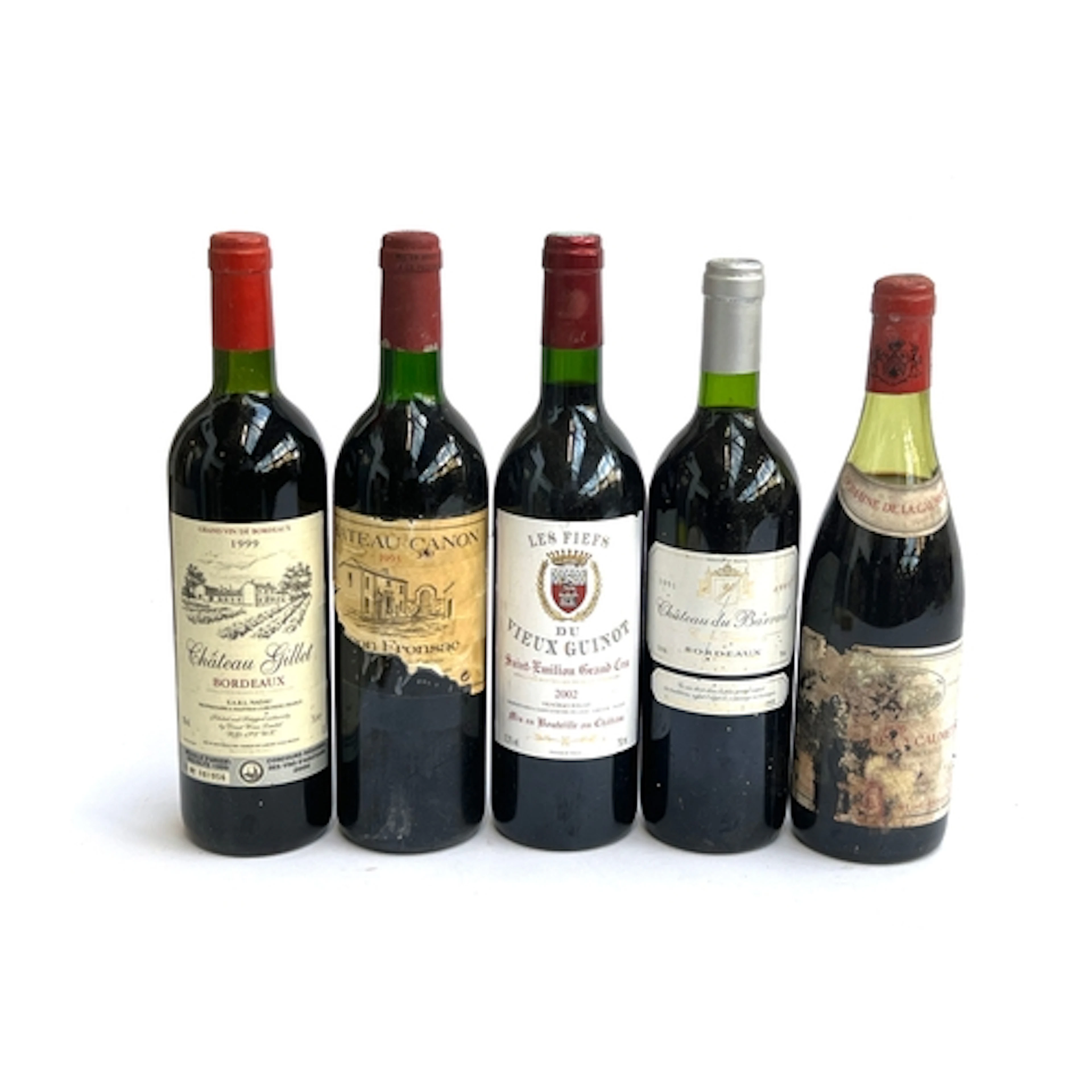 Five bottles of red, to include 2002 Les Fiefs du Château Vi...