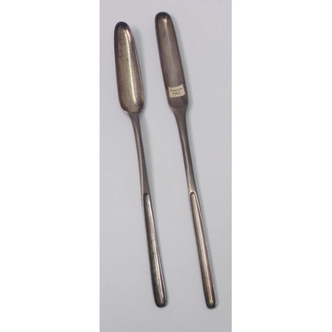 Two Georgian silver marrow scoops, both Thomas & William Cha...