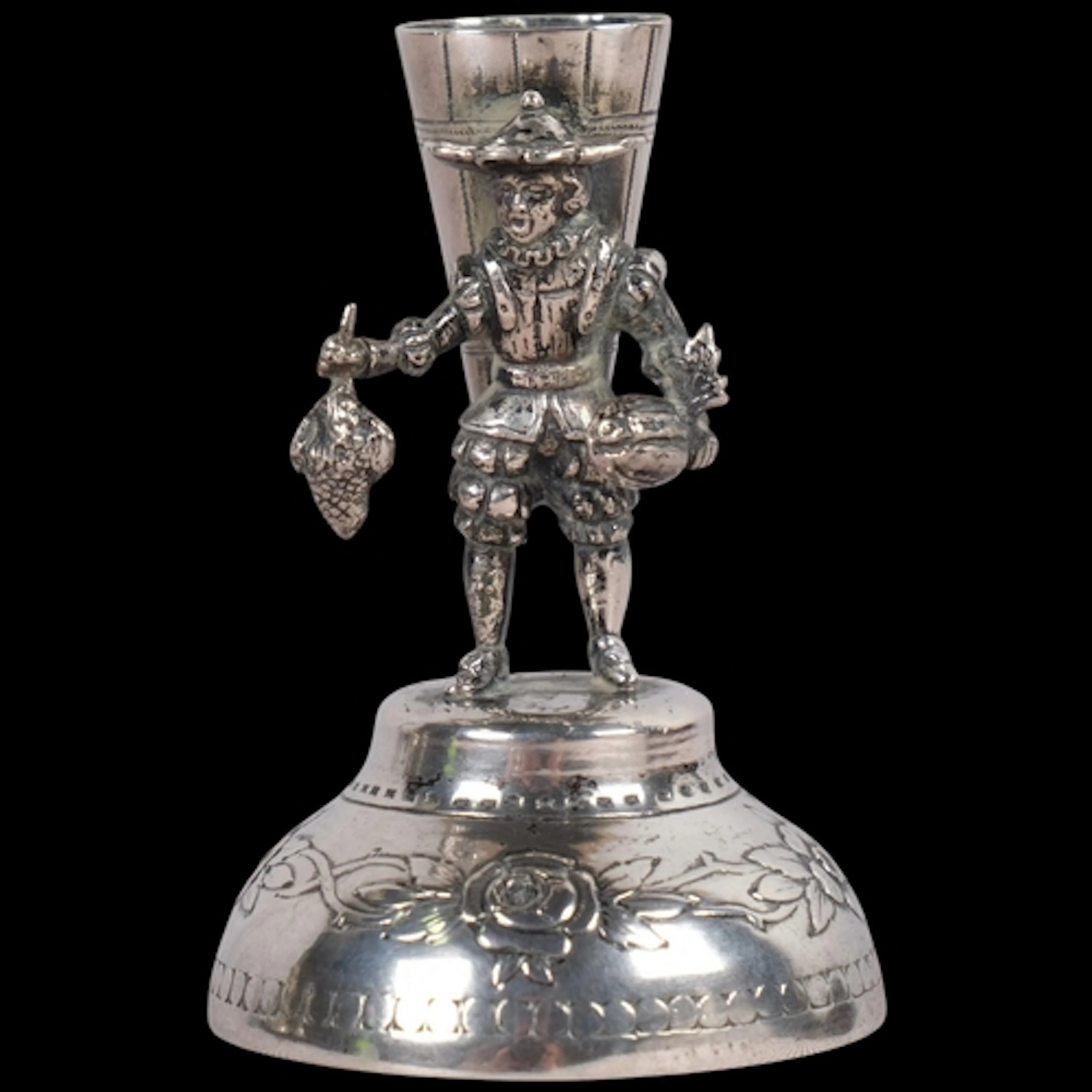 An Antique German silver 'Grape Picker' toothpick holder, Ha...