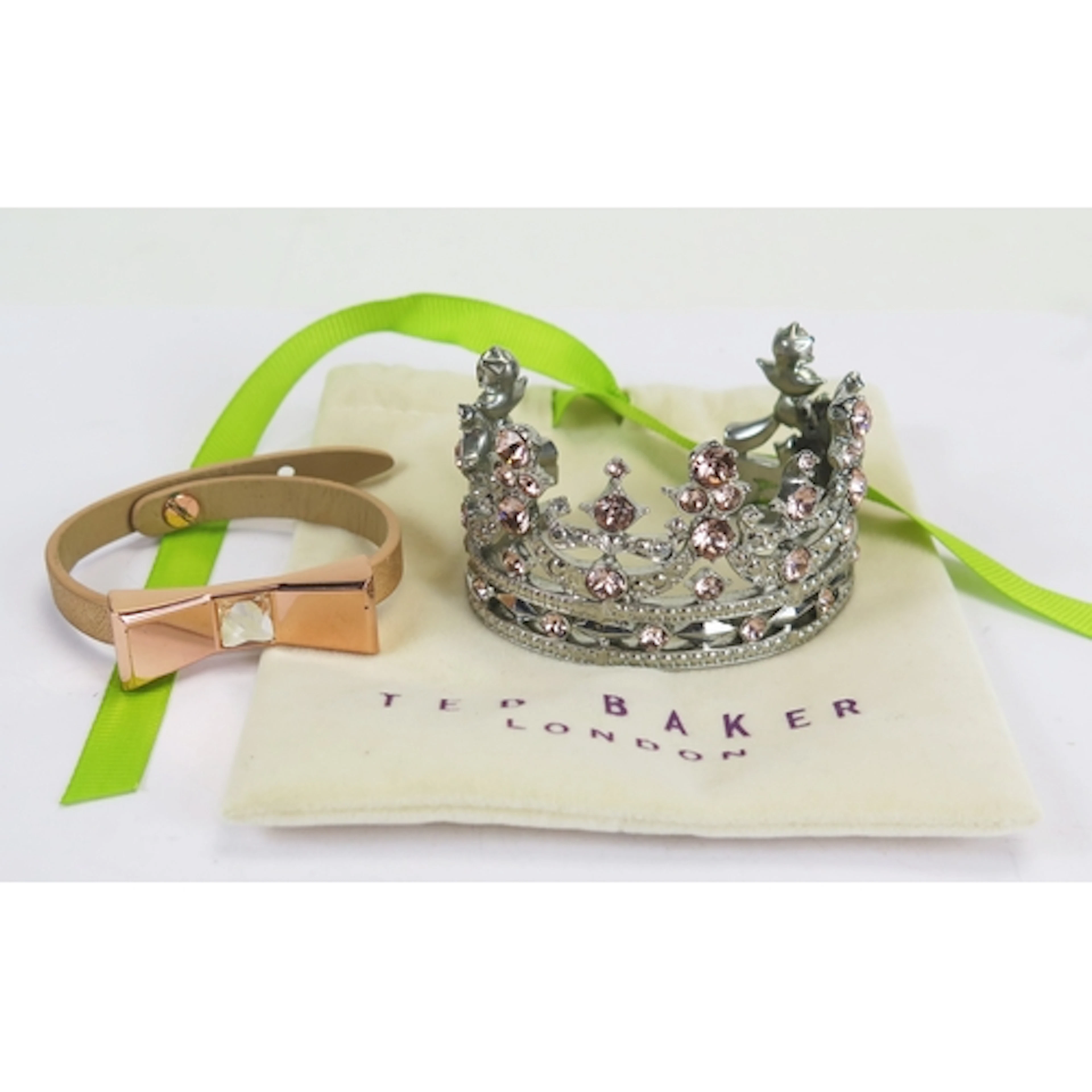 Ted Baker - a rose metal and leather 'bow bracelet' and a cr...