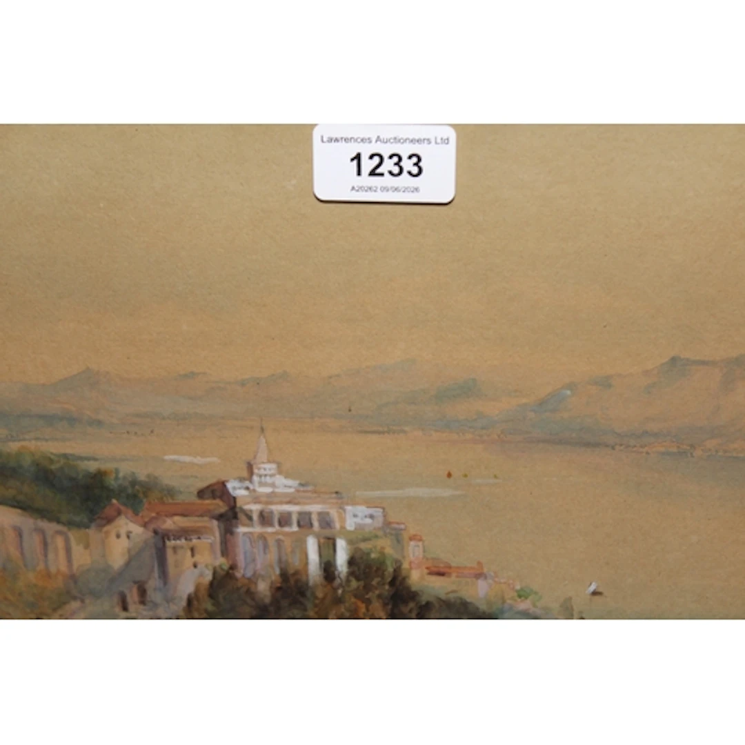 M. W. Rider, watercolour, continental lake scene, 17 x 24cm ...