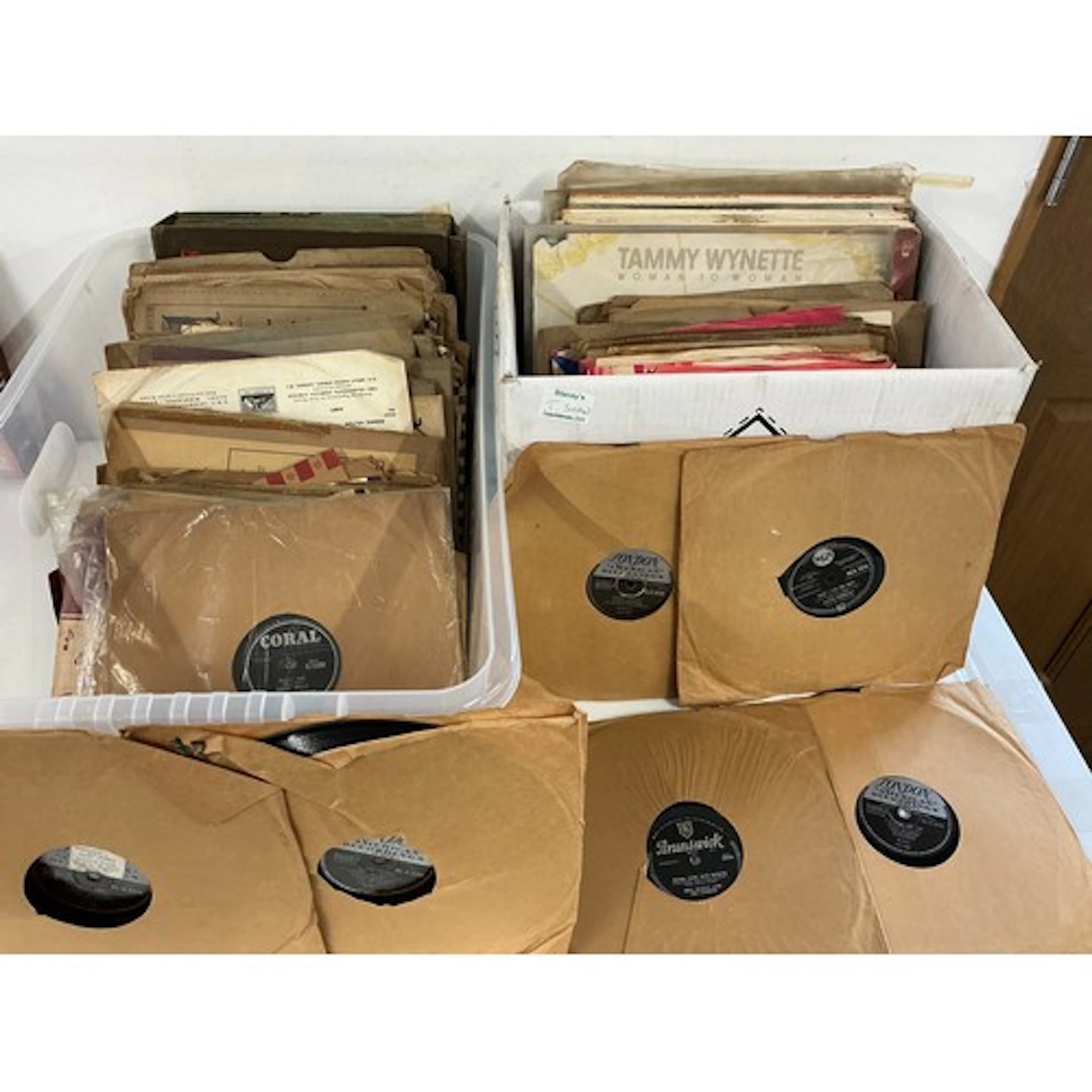 Two boxes of 78s and LPs by various artists including Elvis ...