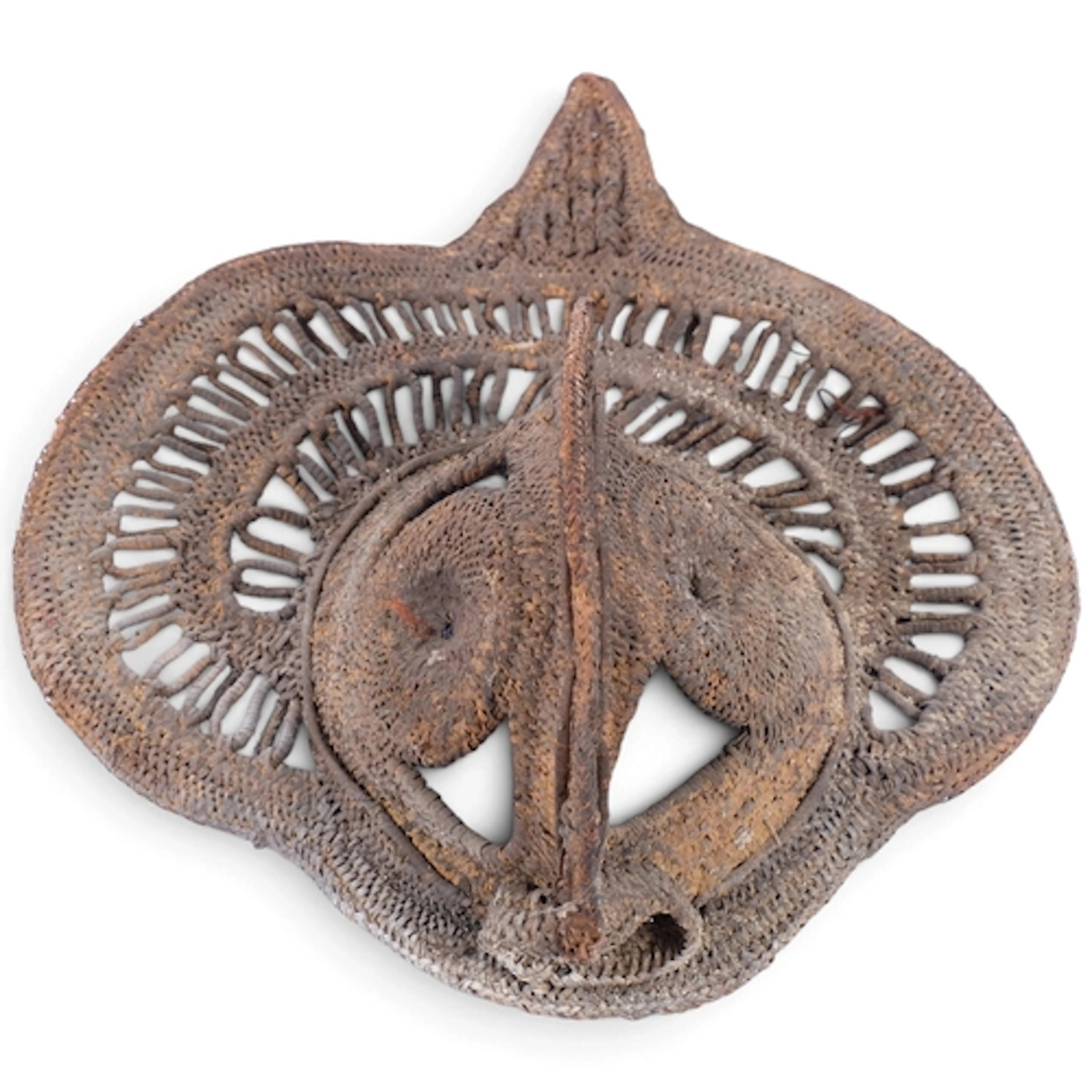 A woven fibre yam mask, East Sepik Region Papua New Guinea, ...