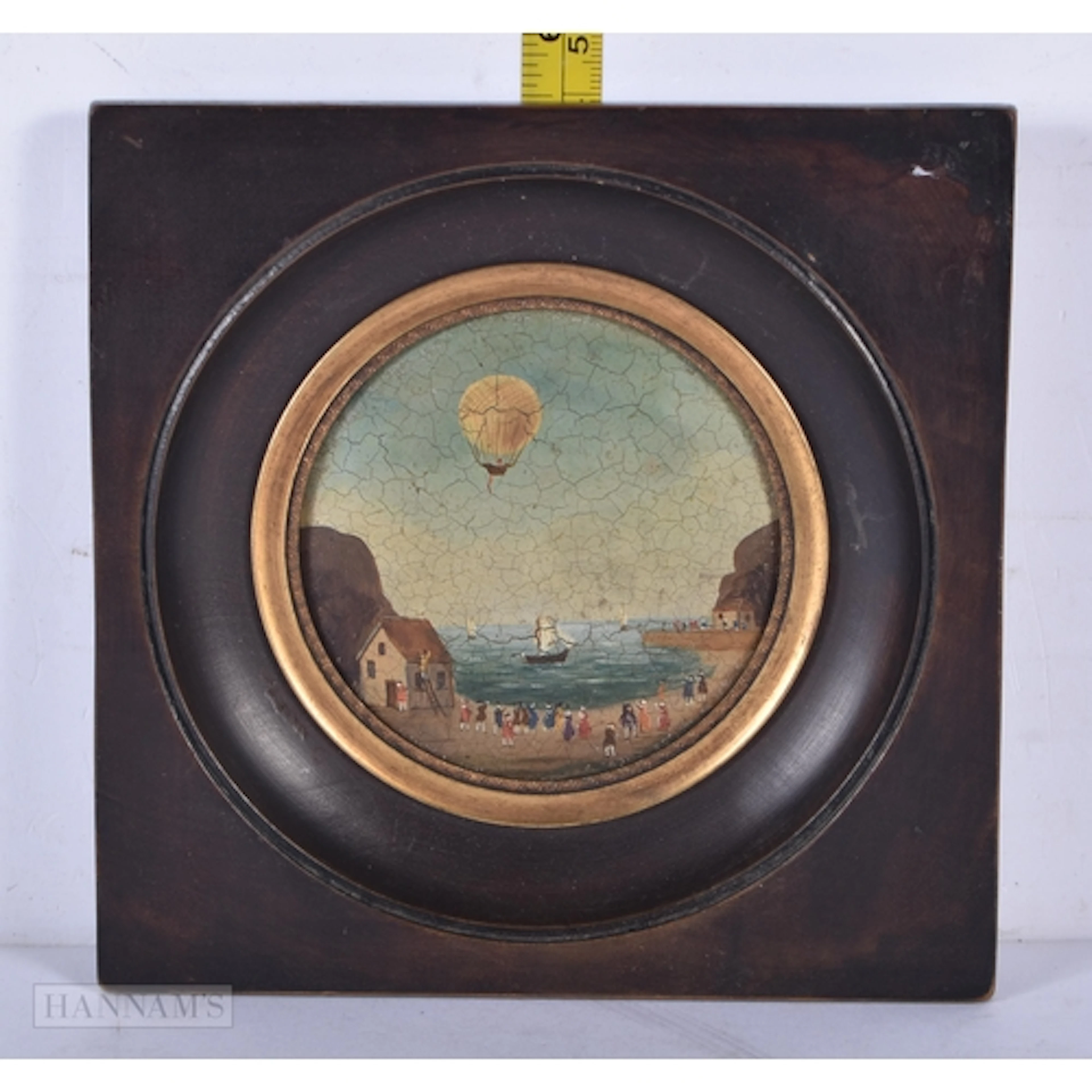 An antique miniature oil painting on copper plate depicting ...