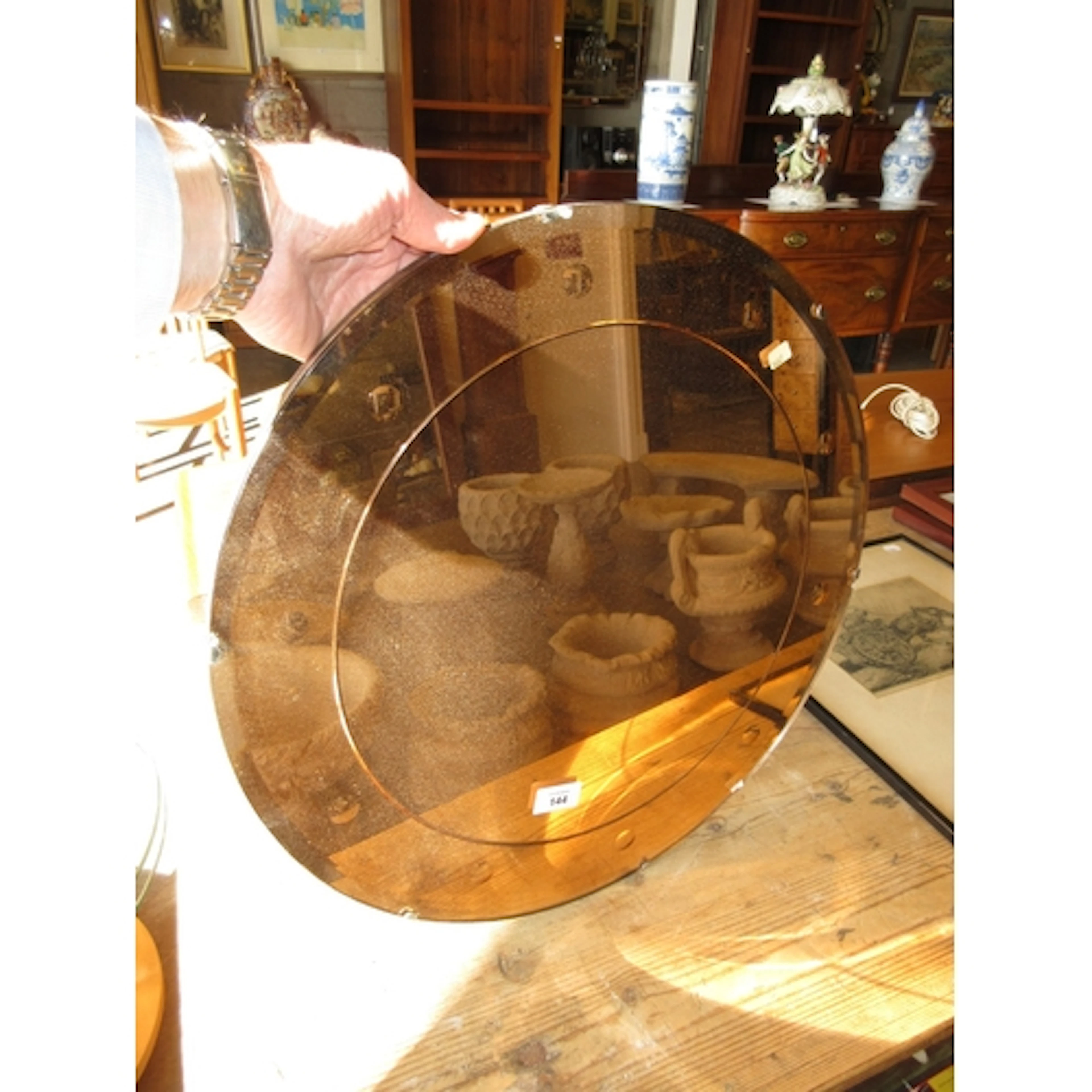 Amber Tinted Glass Wall Mirror, 50cm