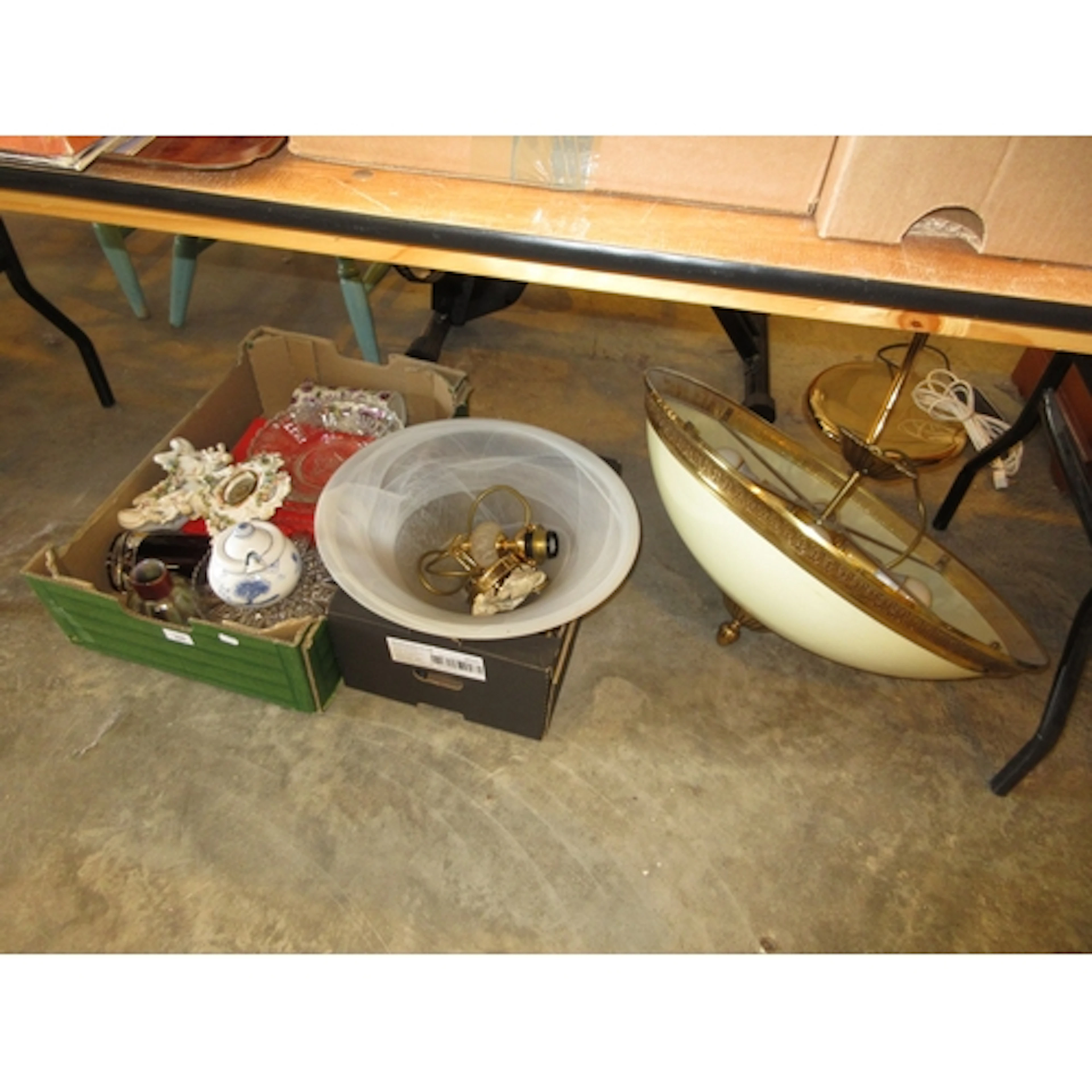 Two Light Fittings, Victorian Clock, Glasswares etc