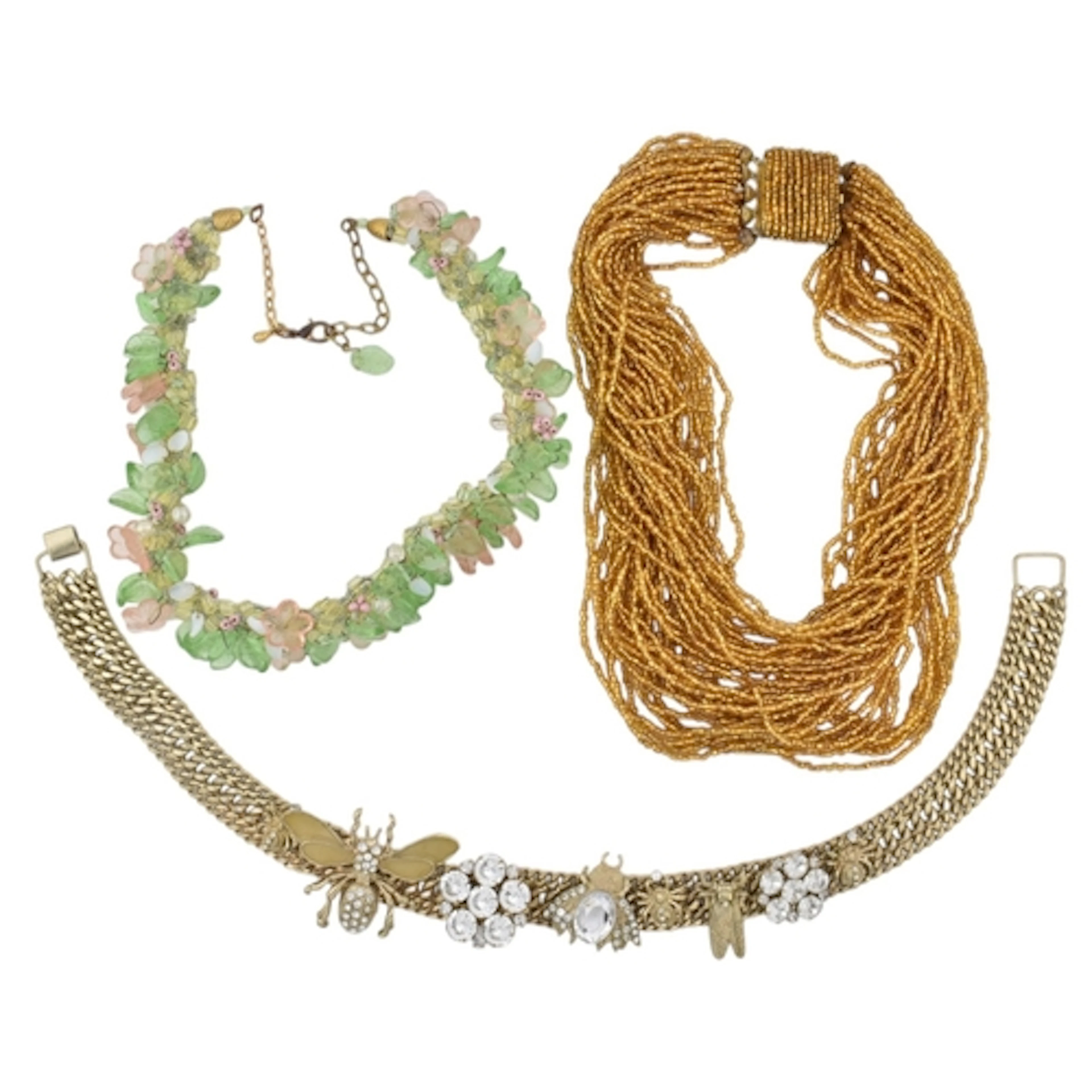 Three statement costume jewellery necklaces. To include: A ...